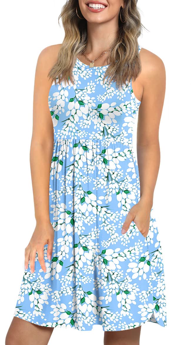 LONGYUAN Women's Summer Dresses 2023 - Stretchy Sleeveless Sun Dress with Pockets | Beachwear, Vacation Outfits & Casual Daywear