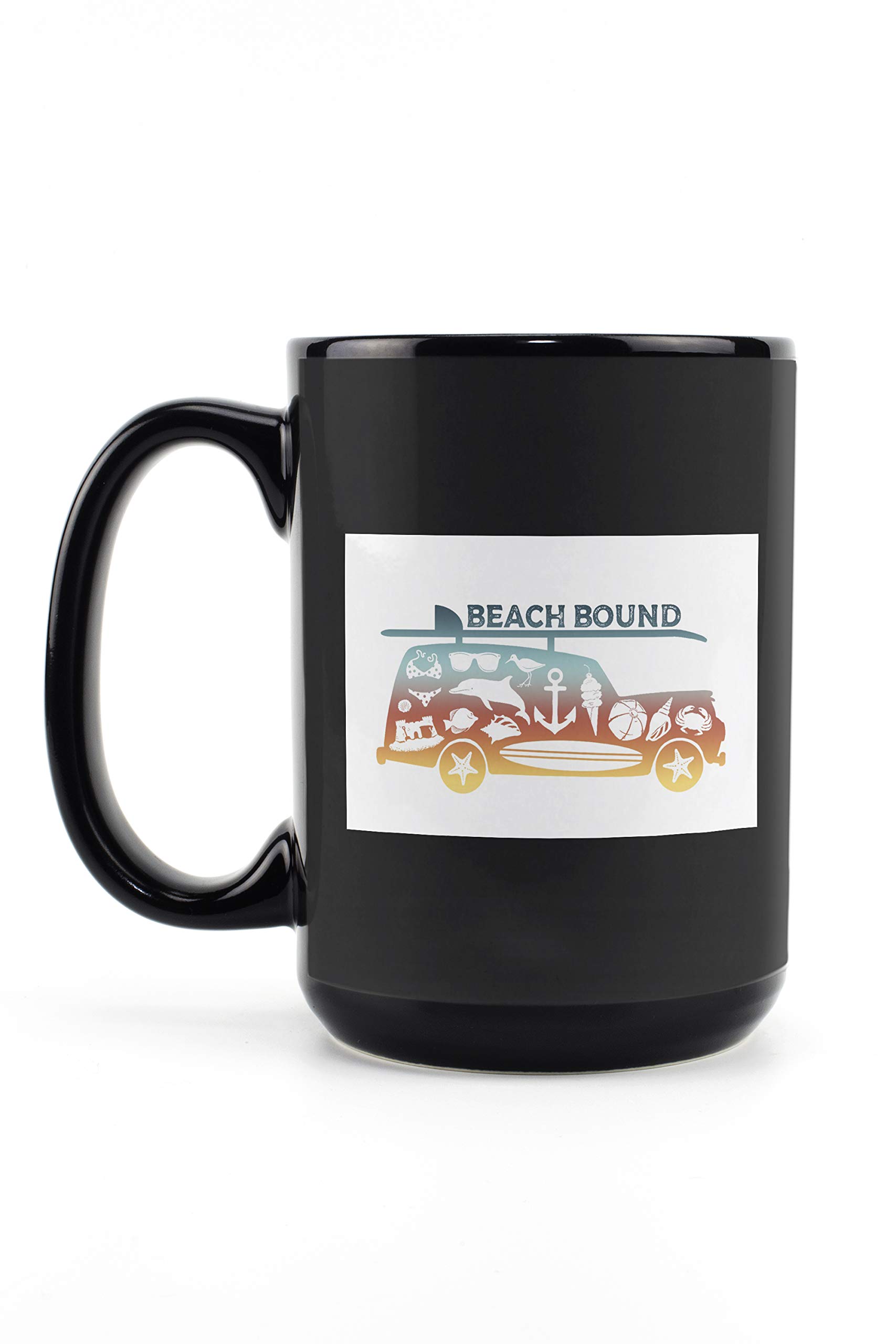 15oz Black Ceramic Coffee and Tea Mug - Dishwasher & Microwave Safe - Perfect for Beach, Office, and Home Use