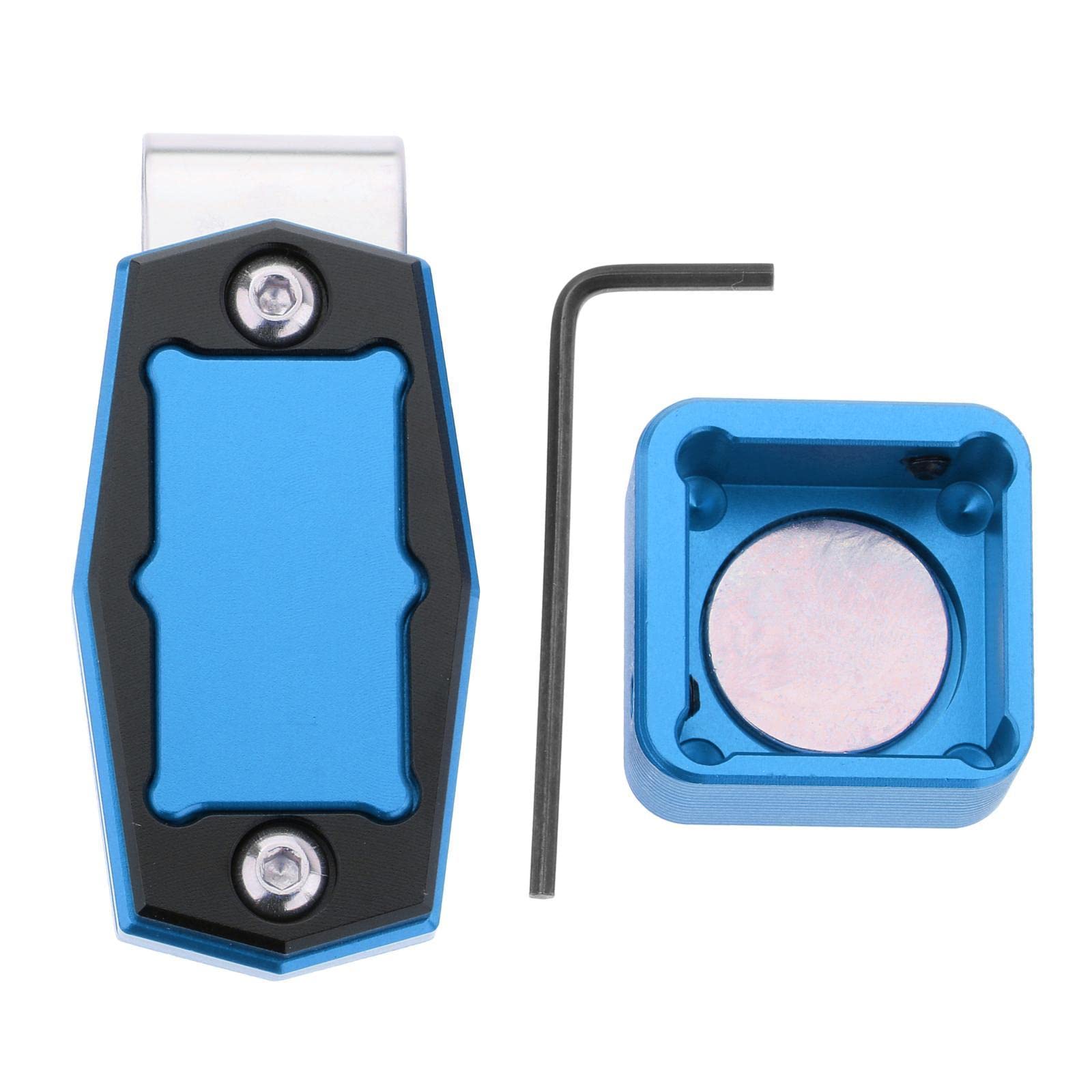 Premium Magnetic Pool Cue Chalk Holder with Belt Clip & Wrench - Portable Aluminum Chalk Case for Billiards Players - Perfect for Bars, Game Rooms & Professional Use - Blue