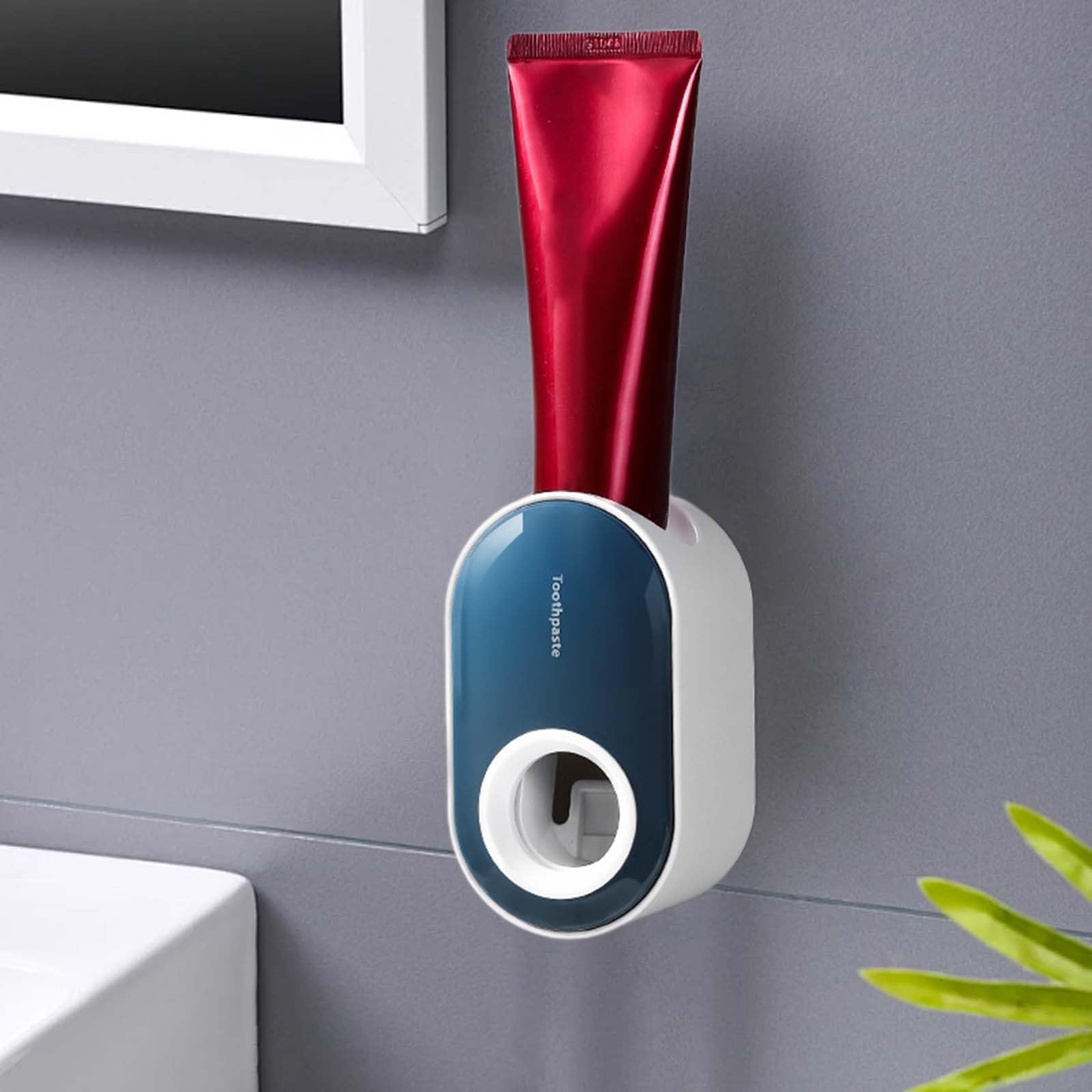 Automatic Toothpaste Dispenser for Kids & Adults - Wall Mounted Bathroom Organizer (Blue) - Perfect for Clutter-Free Sinks