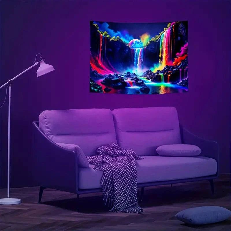 Stunning Mountain Waterfall with Rainbow Wall Art - Nature Landscape Canvas Print for Home & Office Decor | Perfect for Living Room, Bedroom, or Meditation Space