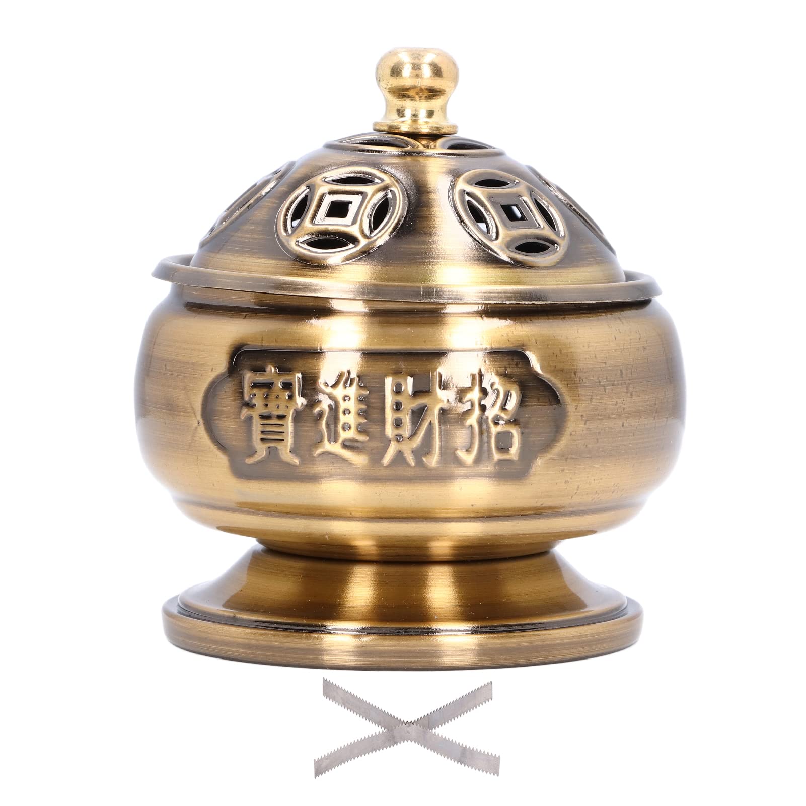 Exquisite Zinc Alloy Carved Incense Burner - Handcrafted Meditation & Yoga Room Decor, Aromatherapy Dish for Home, Office, and Spiritual Gifts