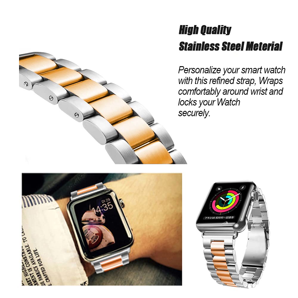 Premium Stainless Steel Bands Compatible with Apple Watch Series 10/9/8/7/6/5/4/3/SE/Ultra (38mm-49mm) - Durable Metal Replacement Strap for Men & Women - Perfect for Workouts, Office & Everyday Wear