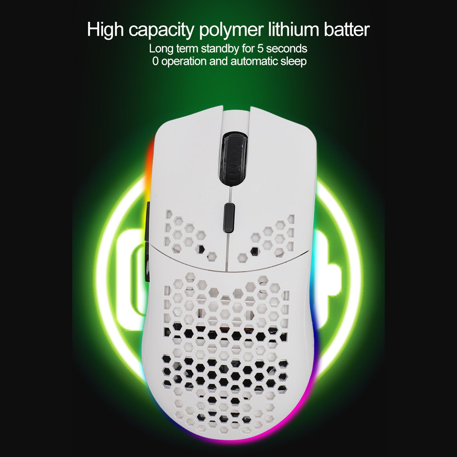 Lightweight RGB Gaming Mouse with Optical Sensor - 2.4G Wireless PC Gaming Mouse with 7 Programmable Buttons for Esports, FPS, MOBA & MMO Games