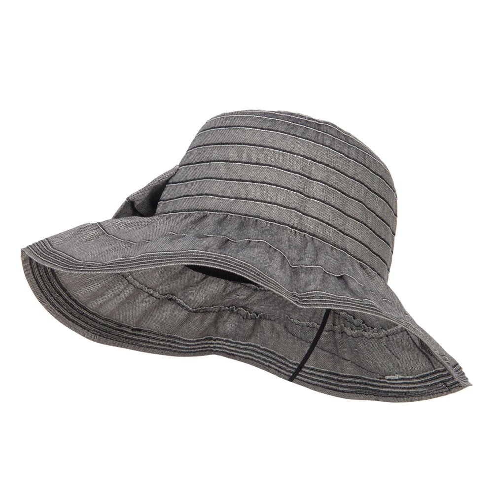 Jeanne Simmons Women's Ribbon Accent Crushable Sun Hat - Stylish Wide Brim Floppy Hat for Beach, Garden & Outdoor Activities