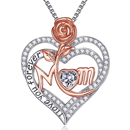 Mom Rose Heart Necklace-1