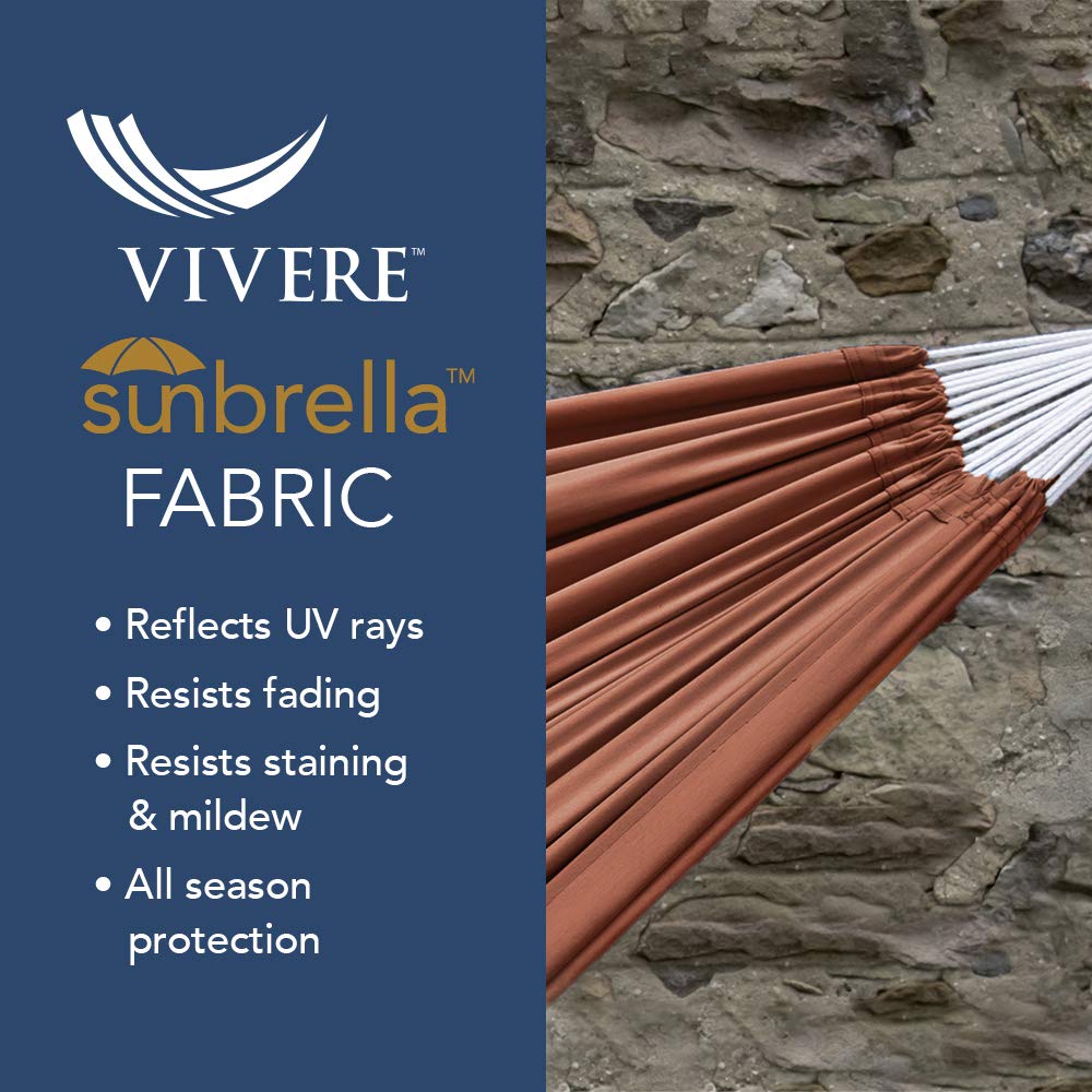 Vivere Double Hammock with Space-Saving Steel Stand - 450 lb Weight Capacity, Includes Premium Carry Bag (Coral) - Perfect for Backyard, Camping & Beach Relaxation