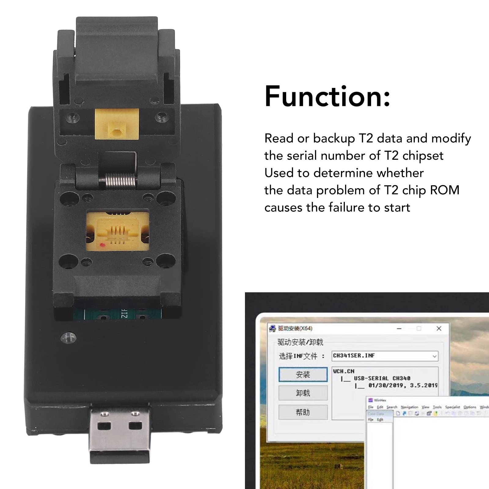 T2 Chip Reader for MacBook Pro/Air 2018-2020 (A1989 A1990) - Fast Data Transfer & Memory Storage Tool for MacOS Repair, Unlock & ROM Backup - Essential Device for Computer Technicians & DIY Repair Shops