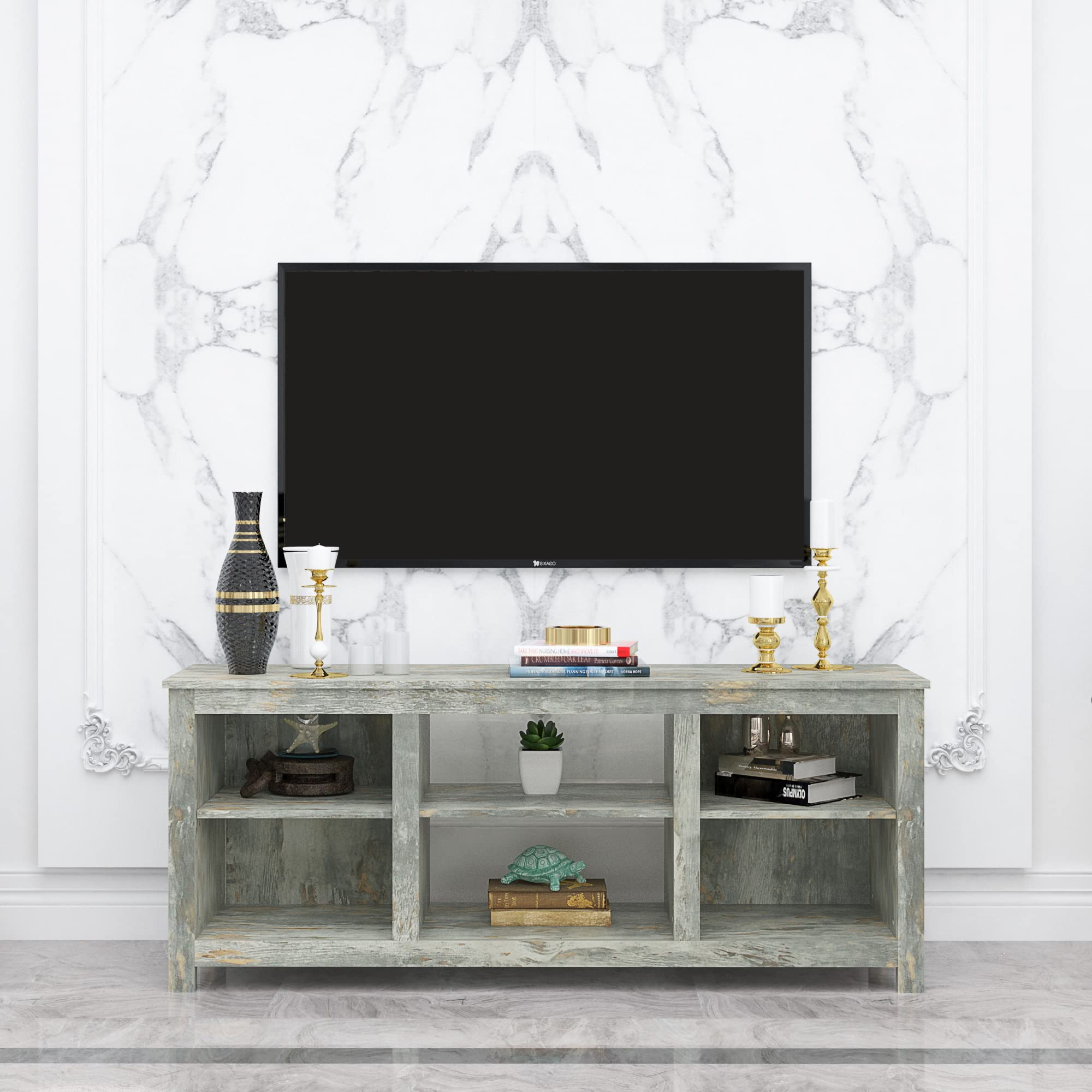 Modern Farmhouse TV Stand for 65 Inch TVs - Rustic Barnwood Entertainment Center with Storage Cabinets, Media Console Table for Living Room - Perfect for Home Theater & Family Movie Nights