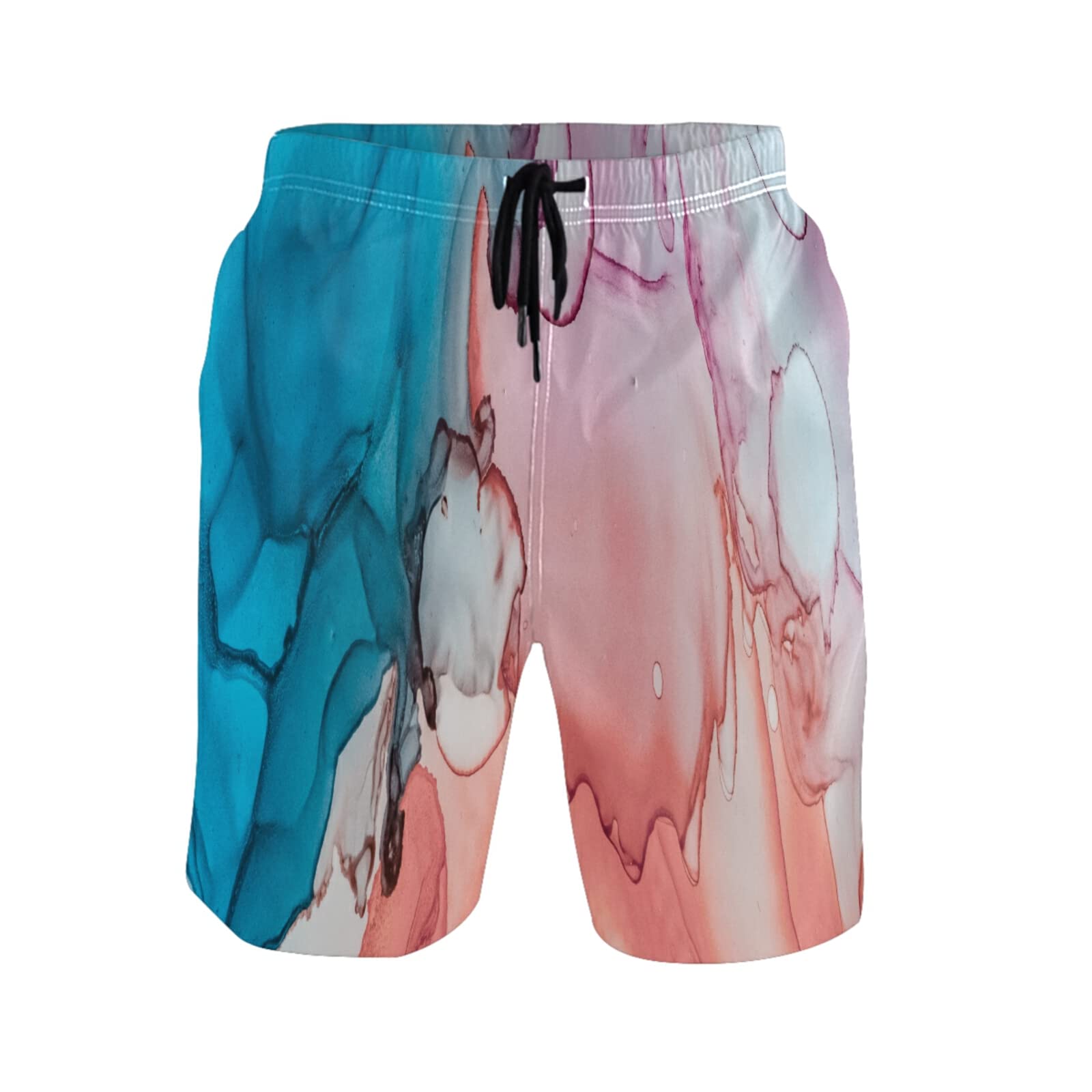 Abstract Marble Print Men's Swim Trunks - Quick Dry Beach Shorts with Pockets & Mesh Lining | Perfect for Swimming, Surfing & Summer Vacations