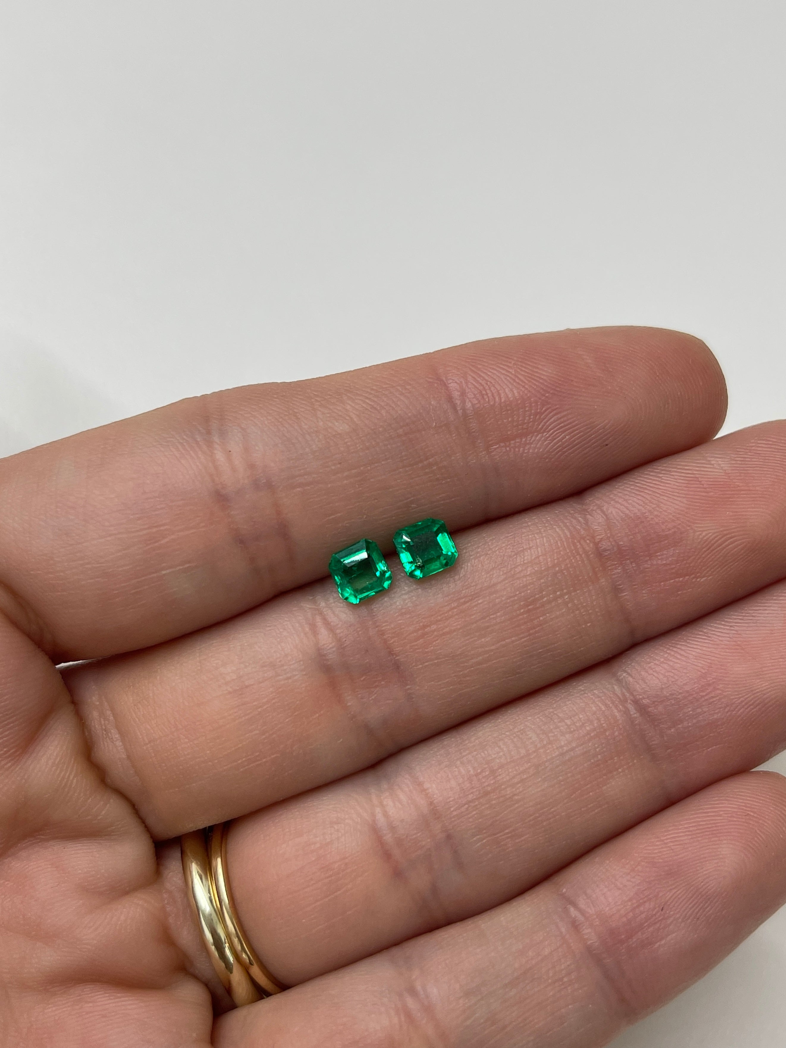 1.13tcw 5x5 Matching AAA Muzo Green Loose Colombian Emeralds - Asscher Cut Gemstones for Jewelry Making & Engagement Rings