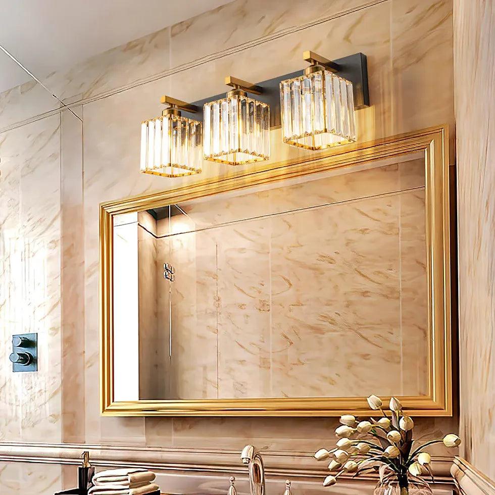Elegant Gold Crystal Wall Sconces for Bathroom - Modern Vanity Lighting for Spa, Powder Room & Home Decor
