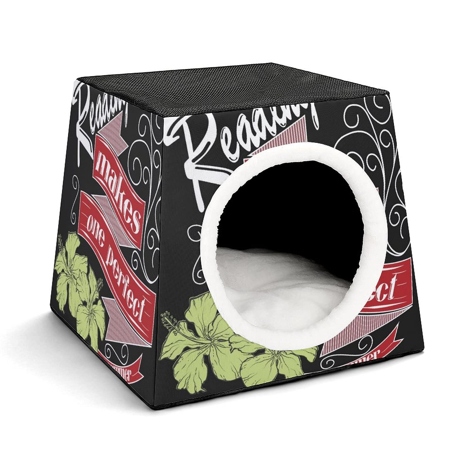 Hawaii Retro Flower Print 3-in-1 Cat House, Bed & Sofa - Indoor/Outdoor Kitty Shelter for Lounge, Play & Nap - Perfect for Home, Patio or Garden Use