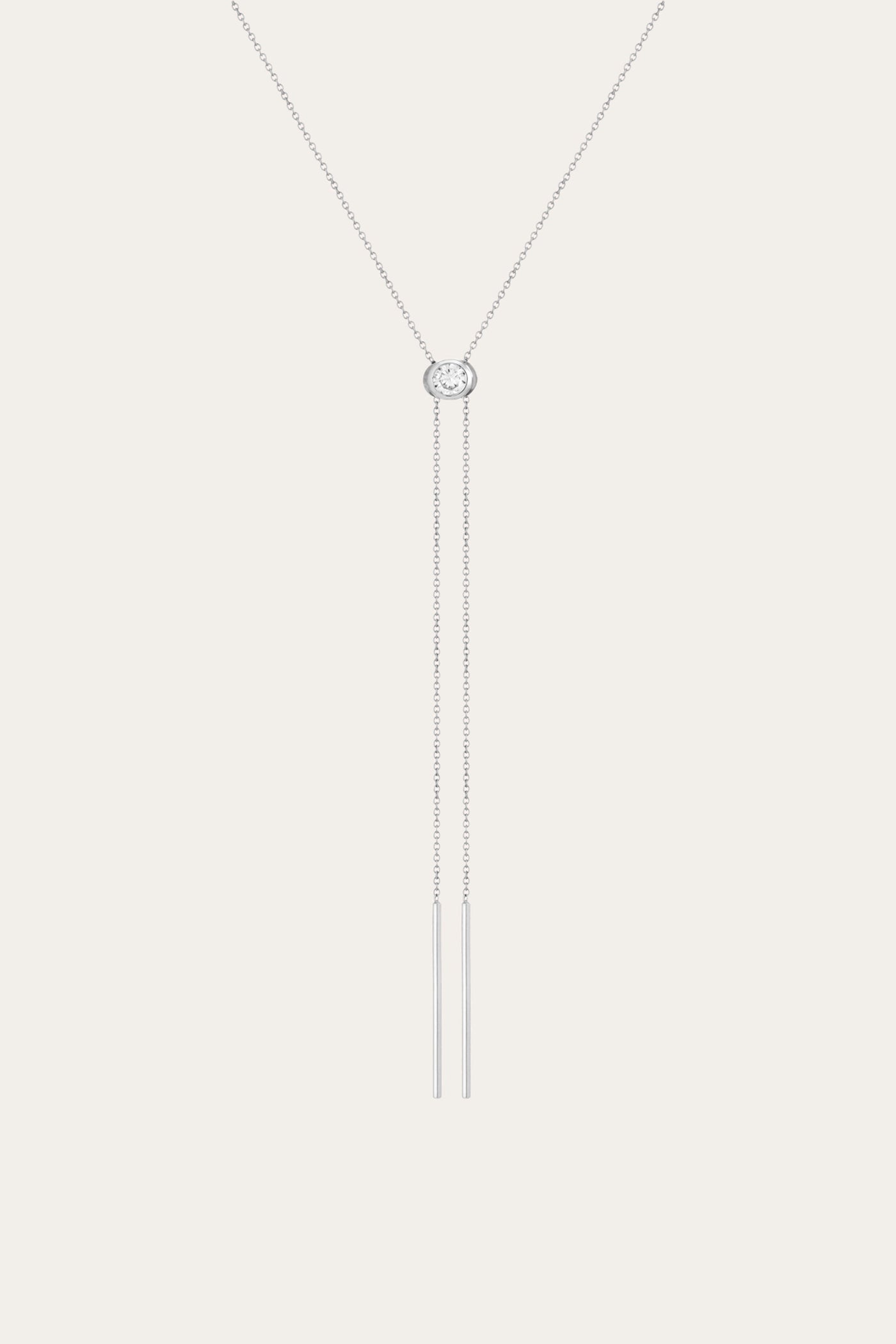 Aurate x Frye Lab-Grown White Sapphire Bolo Necklace - Ethical Jewelry for Women, Dainty Layering Necklace for Everyday Wear, Perfect Gift for Brides & Special Occasions