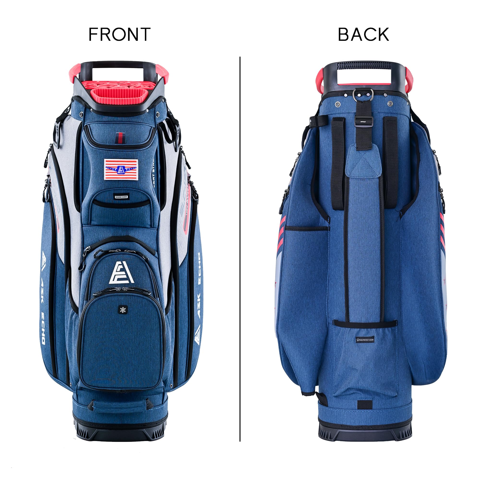 **ASK ECHO 2024 SLC-130 Premium Soundless Golf Cart Bag with 15-Way Full-Length Dividers & Rain Cover - Lightweight, Durable Golf Bag for Men - Perfect for Club Tournaments, Driving Range & Casual Golfing**