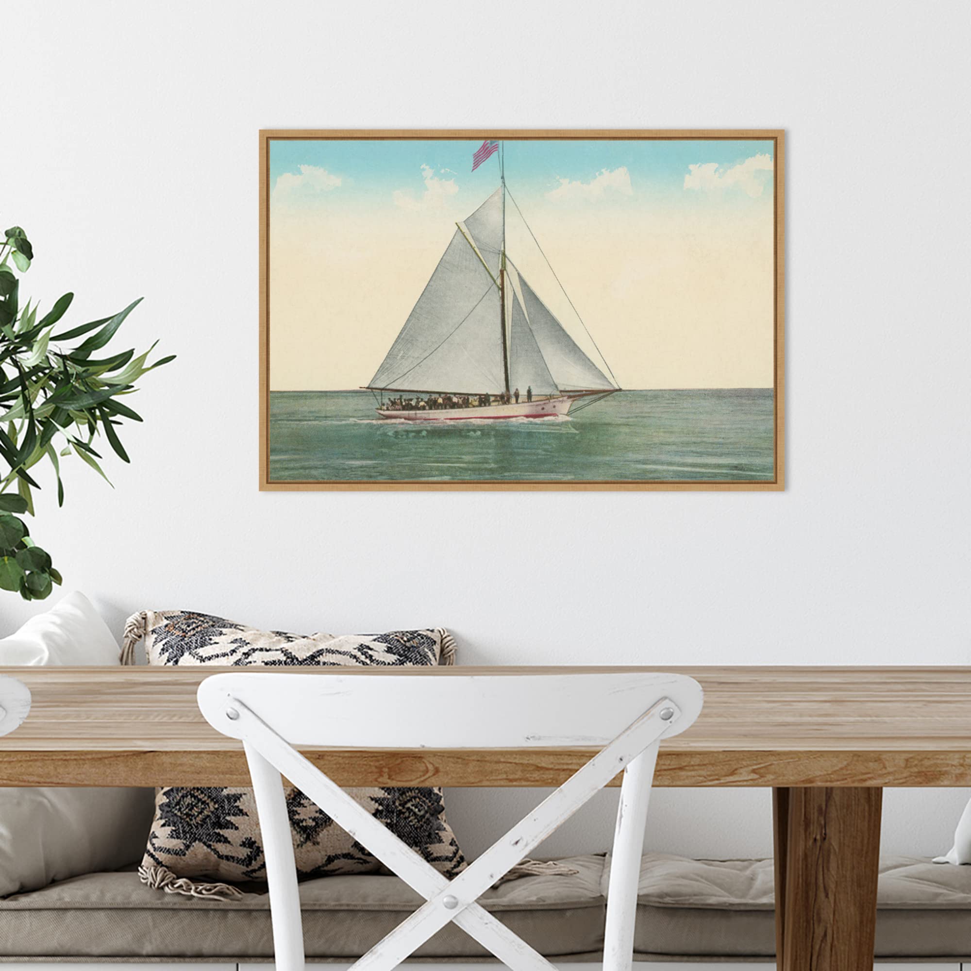 Amanti Art Framed Canvas Wall Art 16x23 - Sailing Party by Wild Apple Portfolio, Coastal Beach Painting, Modern Home Decor for Living Room, Bedroom, Bathroom & Kitchen | Perfect for Nautical Theme & Seaside Interior Design