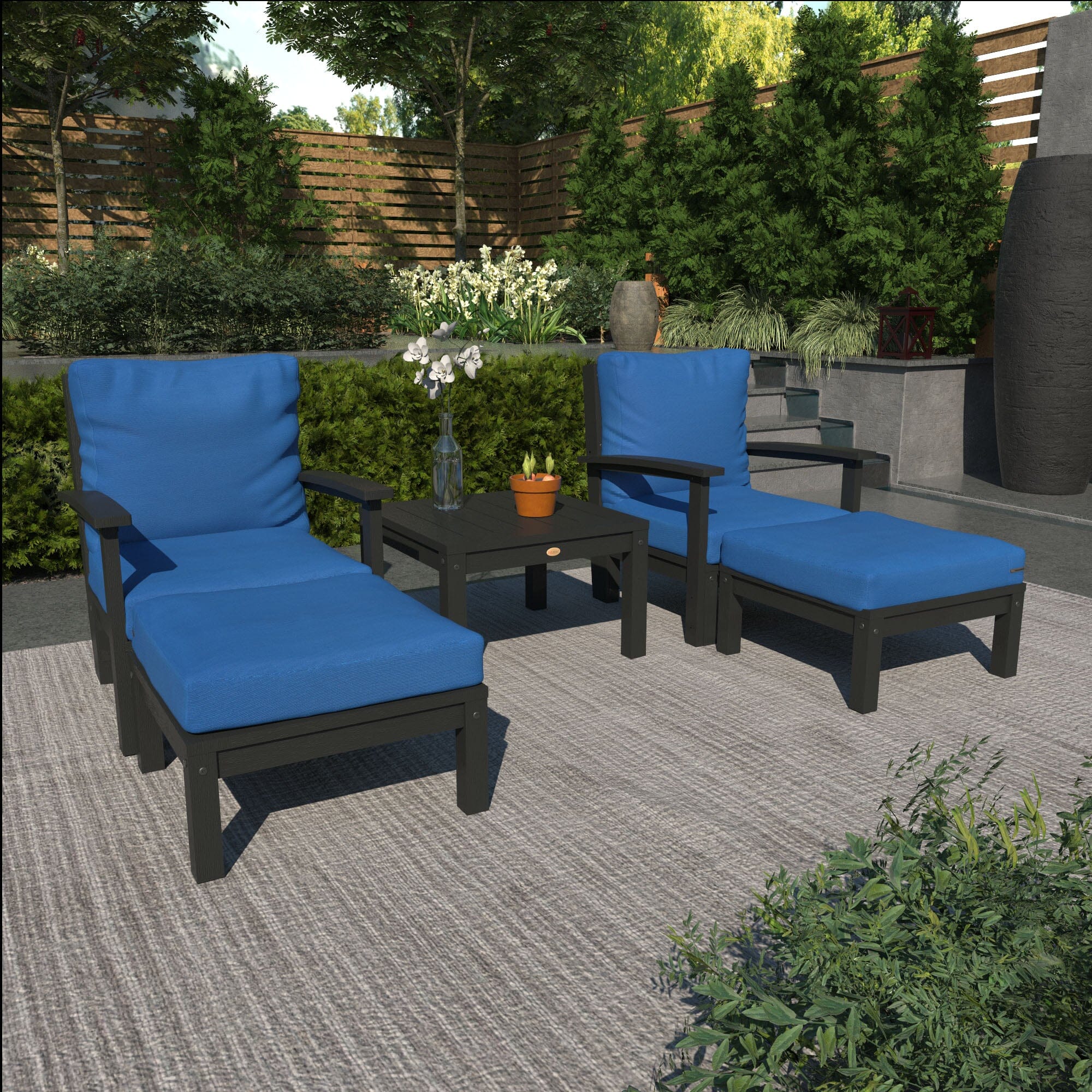 Custom Deep Seating Chaise Lounge Set with Side Table - Outdoor Patio Furniture for Garden, Poolside & Backyard Relaxation