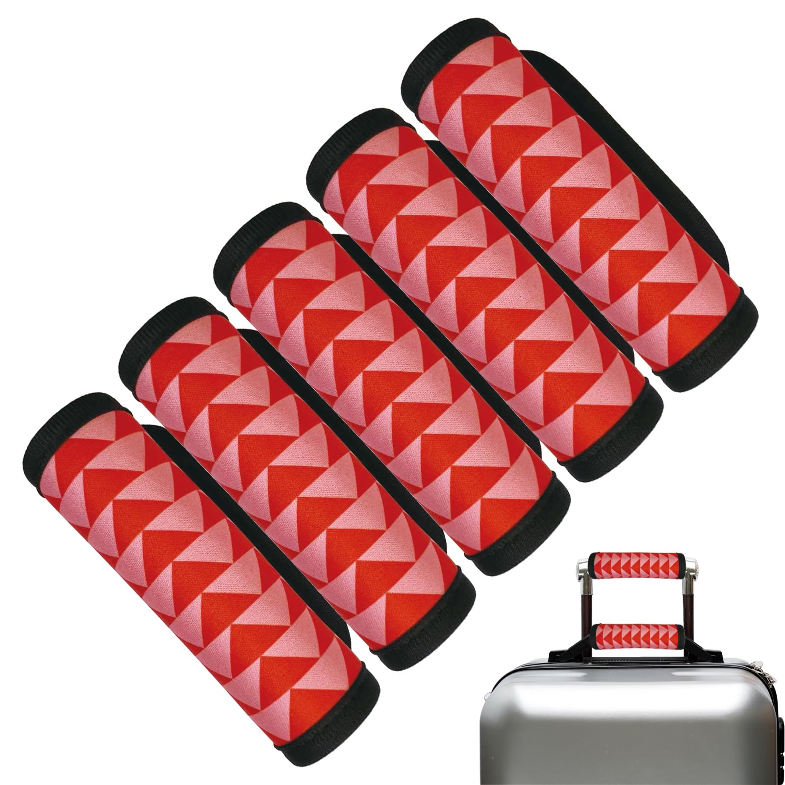 5 Pack Cute Luggage Handle Wraps - Colorful Suitcase Tags & Travel Accessories for Cruise, Airplane & Vacation - Perfect for Easy Identification & Personalization (Red)
