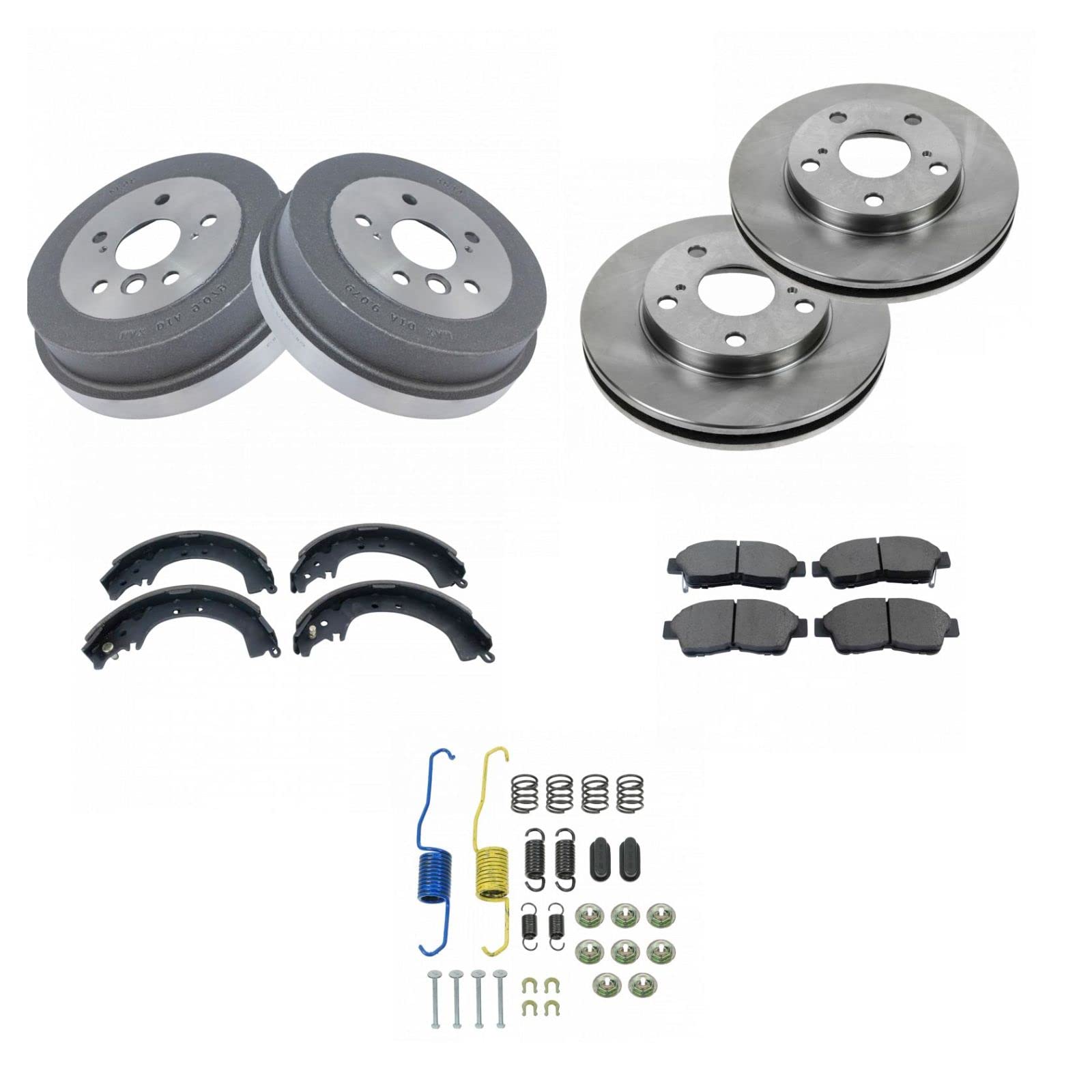 Premium Front & Rear Brake Pad Rotor & Drum Shoe & Hardware Kit with Fluids - Compatible with Toyota Camry, Corolla, RAV4 | High-Performance Braking System for Smooth Stops & Safe Driving