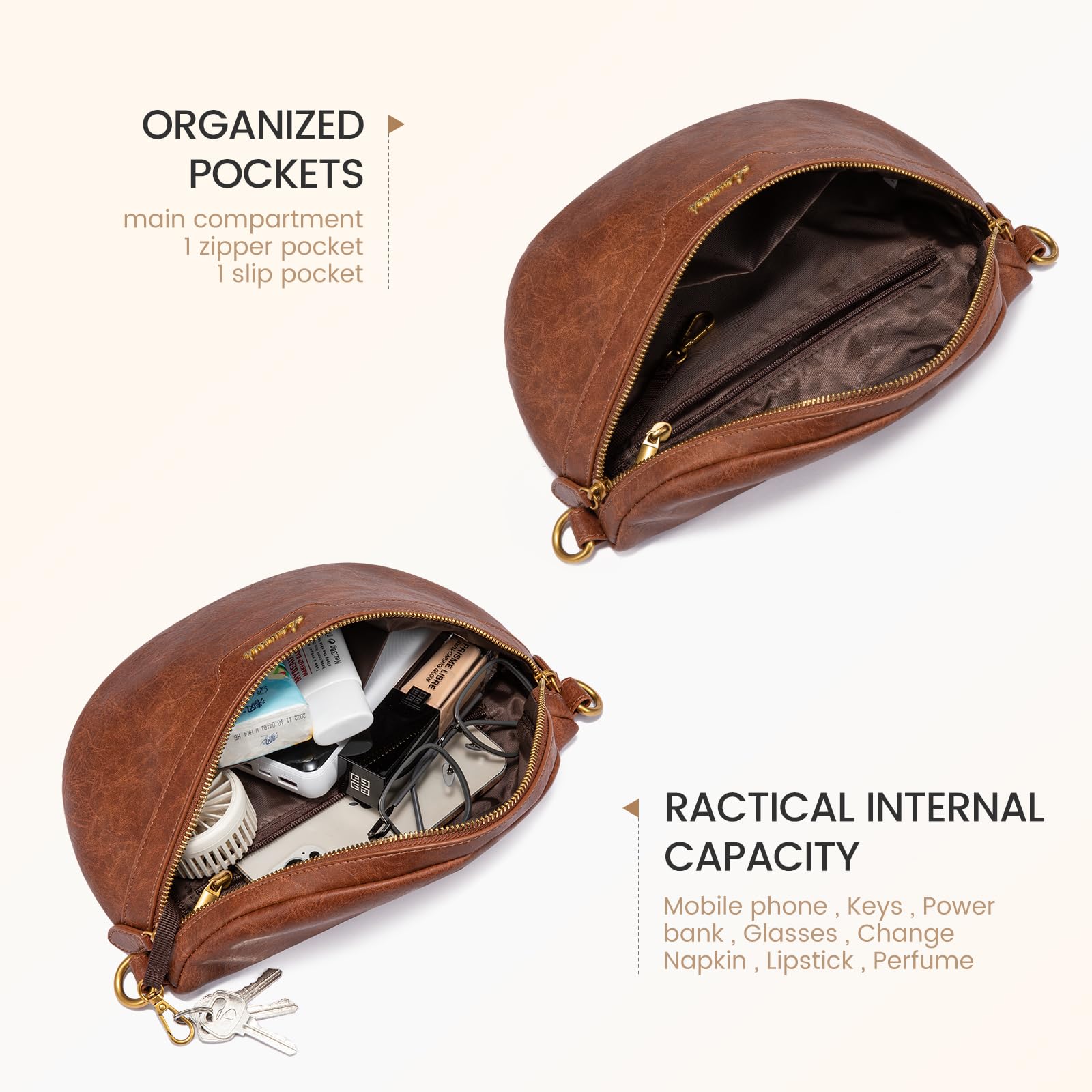 LOVEVOOK Vegan Leather Fanny Pack for Women - Waterproof Crossbody Sling Bag with Adjustable Boho Strap | Perfect for Travel, Hiking, Concerts & Everyday Use