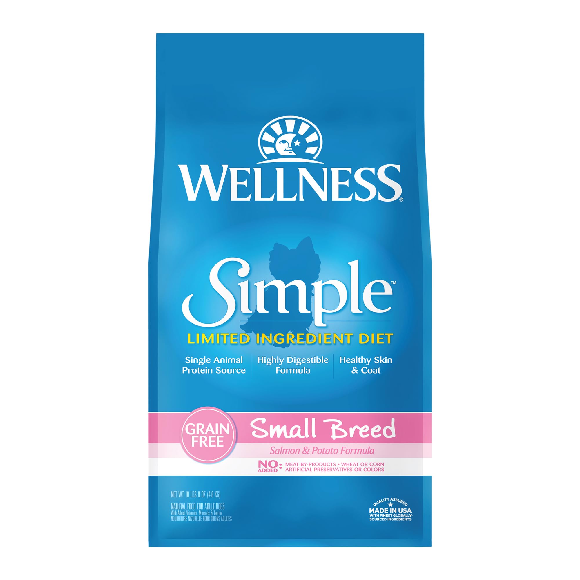 Wellness Simple Natural Limited-Ingredient Grain-Free Dry Dog Food for Small Breeds - Salmon & Potato Recipe (10.5 lb Bag) | Easy Digestible for Sensitive Stomachs, Promotes Healthy Skin & Coat | Perfect for Picky Eaters & Dogs with Food Allergies