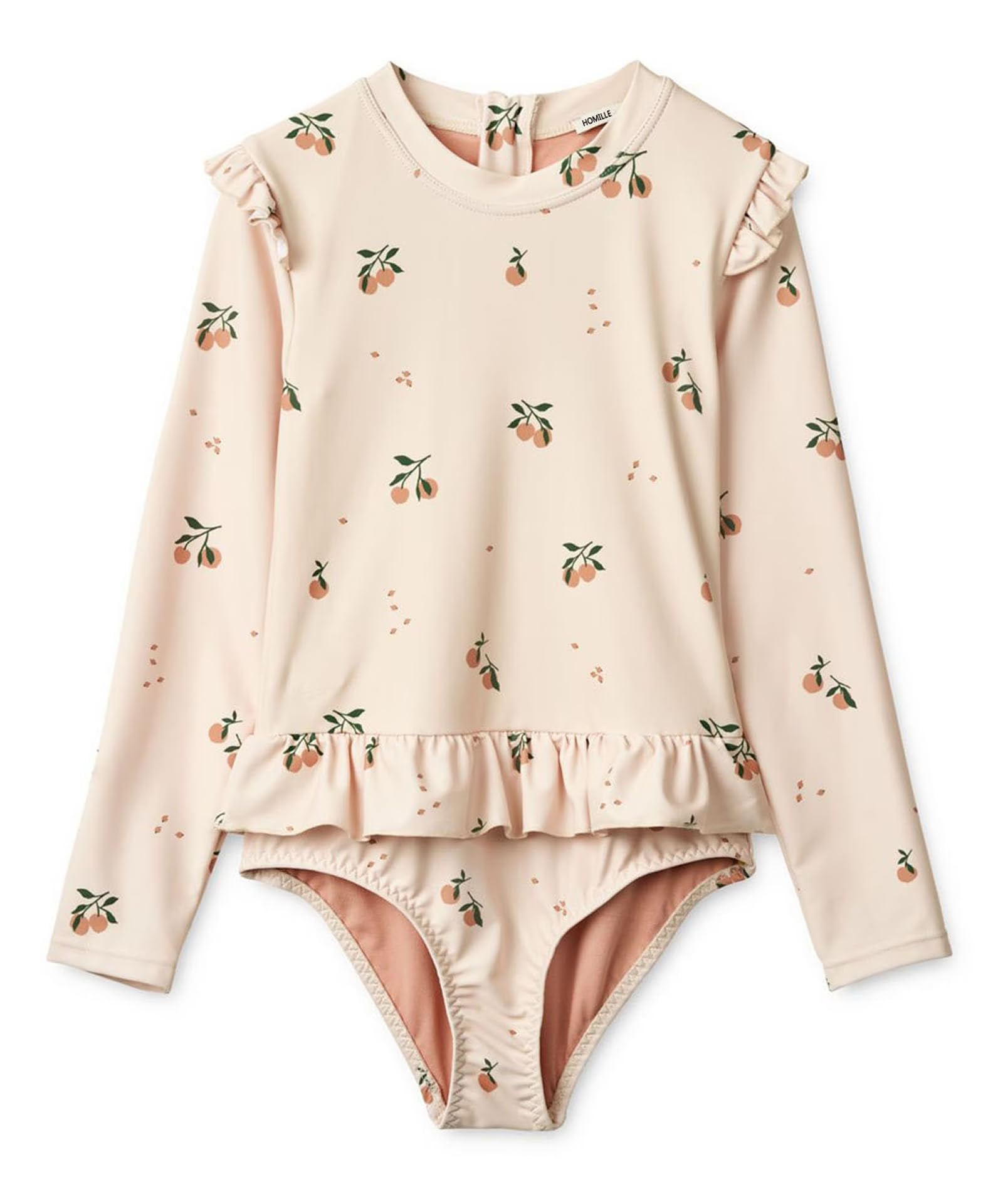 Girls Long Sleeve One Piece Swimsuit - UPF 50+ Rash Guard Bathing Suit with Ruffle Butt for Toddler & Kids - Perfect for Beach, Pool & Water Play