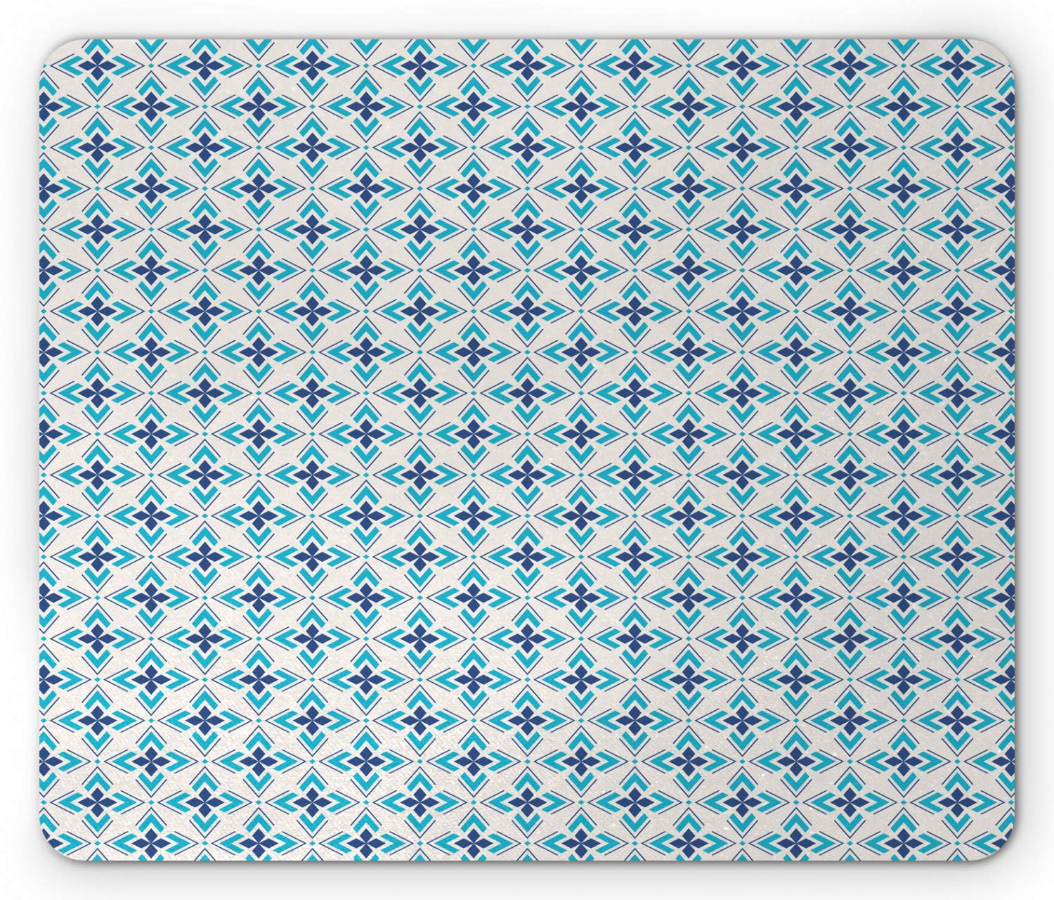 Ambesonne Ethnic Mouse Pad - Abstract Mosaic Moroccan Geometric Design Non-Slip Rubber Mousepad, Standard Size Rectangle Mouse Mat in Sky Blue & Coconut - Perfect for Office, Gaming & Home Computer Use