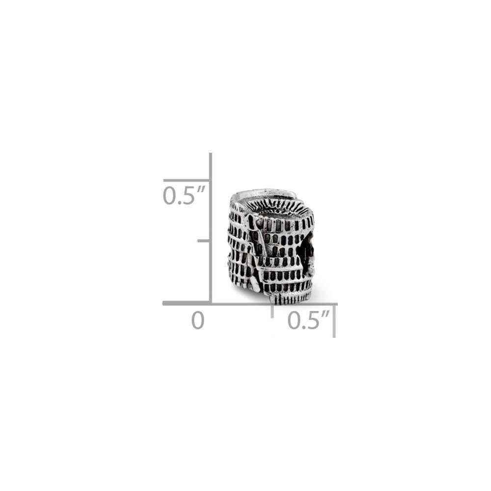 3D Colosseum Bead Charm - Sterling Silver Jewelry for Bracelets & Necklaces