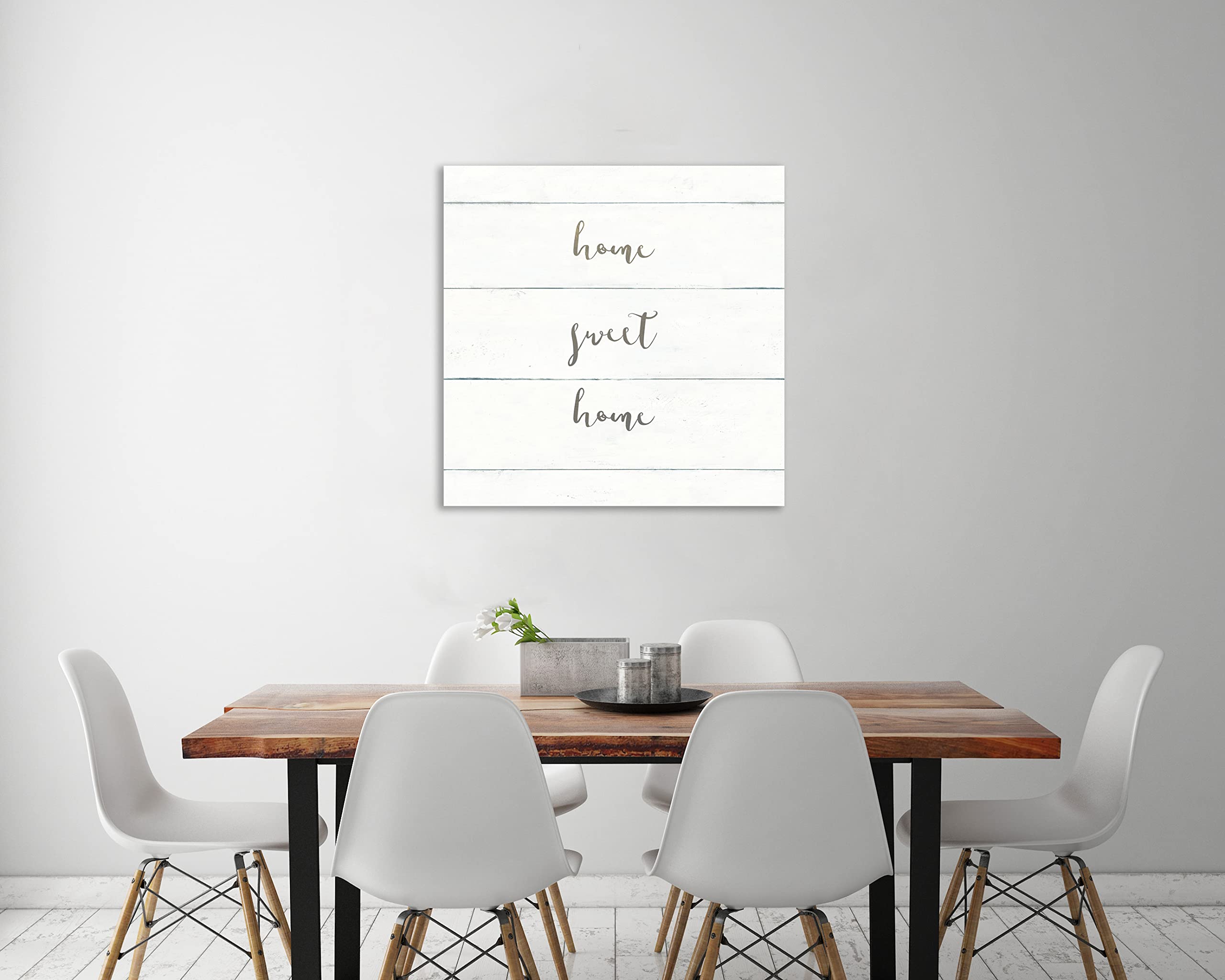 Jaxson Rea 'Home Sweet Home' Shiplap Gallery Wrapped Canvas Art Print - 18x18 Inch Farmhouse Wall Decor by Wild Apple Portfolio - Perfect for Living Room, Bedroom & Office Decor