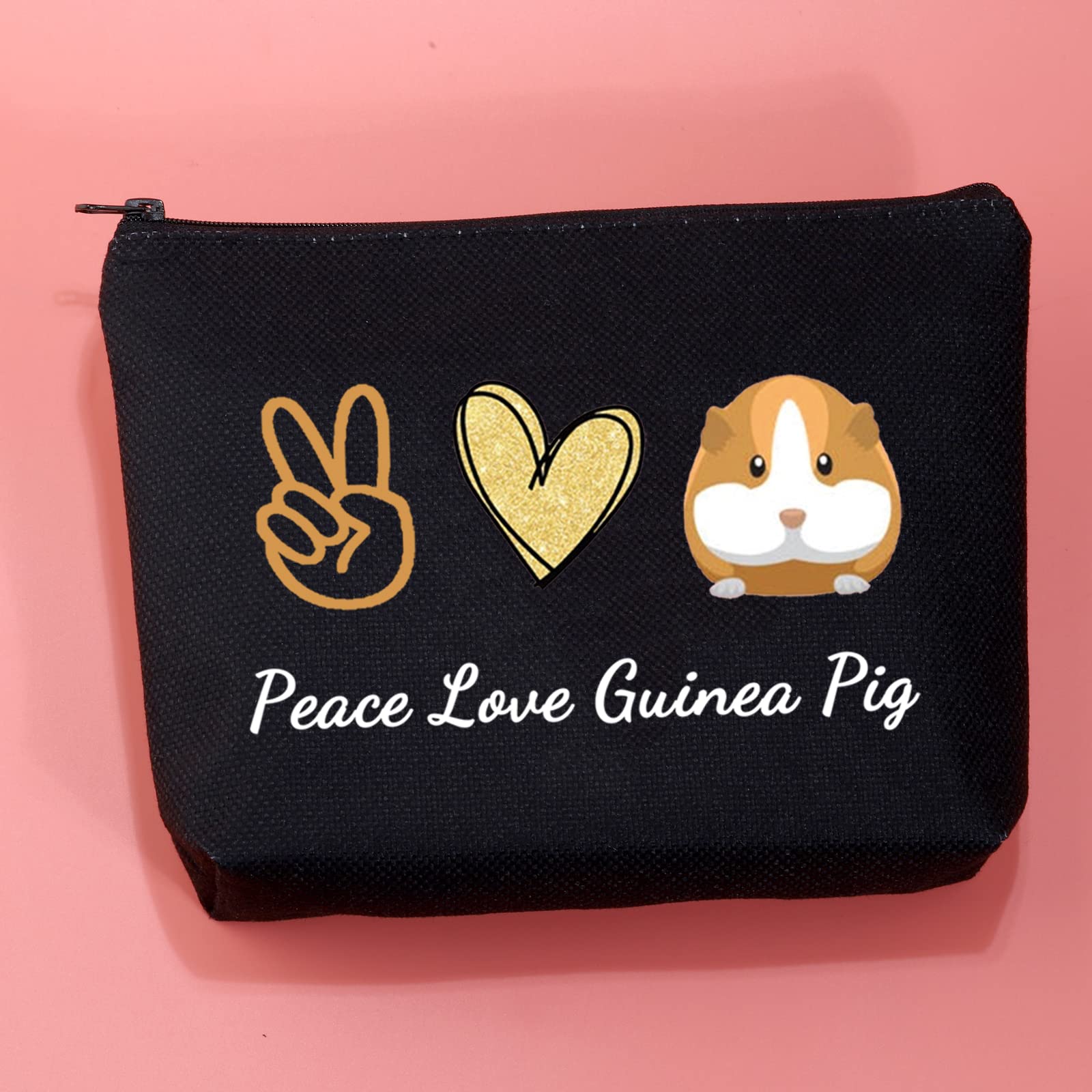 Guinea Pig Makeup Bag with Zipper - Cute Cavy Themed Cosmetic Pouch for Guinea Pig Lovers | Perfect Gift for Pet Owners, Travel & Daily Makeup Storage (Black)