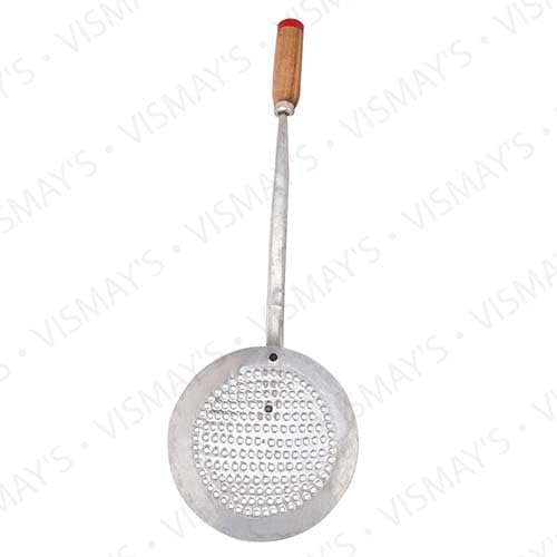 Vismays Handcrafted Iron Frying Spoon with Wooden Handle - Food Grade, Durable & Eco-Friendly Kitchen Tool for Indian Cooking | Perfect for Stirring, Flipping & Serving Traditional Dishes | Made in India
