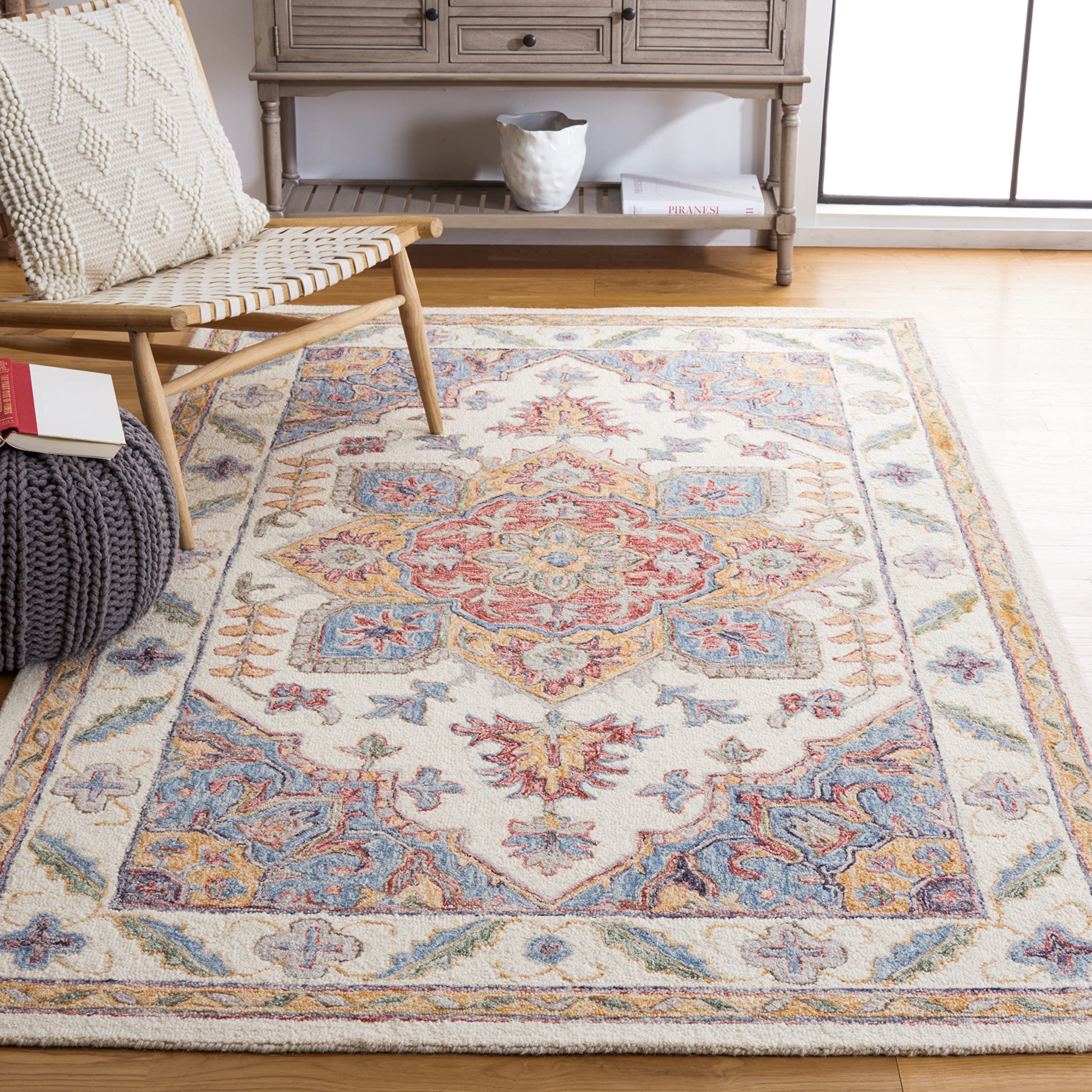 SAFAVIEH Metro Collection 5' x 8' Ivory/Rust Handmade Premium Wool Area Rug - Perfect for Living Room, Dining Room & Bedroom Decor