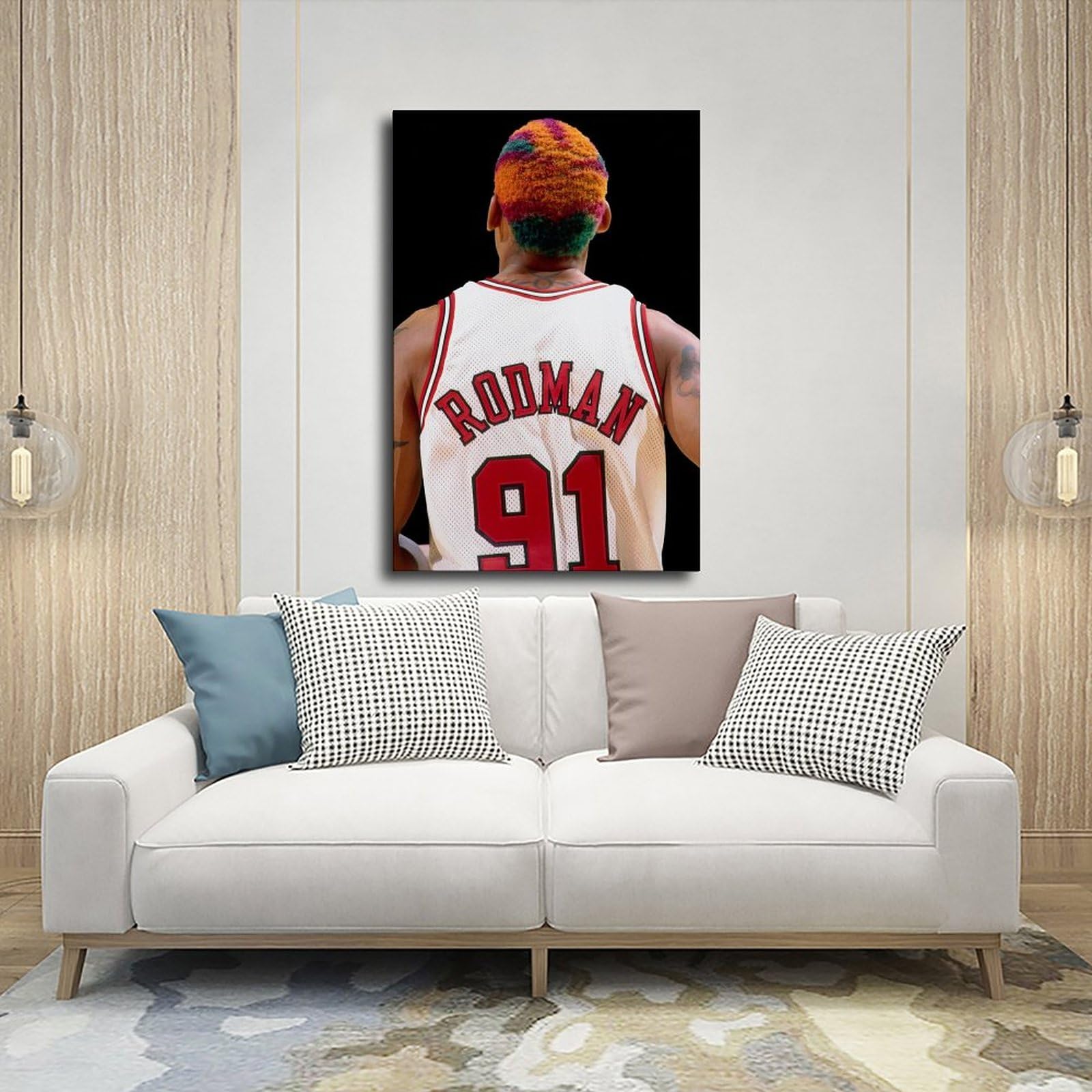 Dennis Rodman Basketball Poster - 24x36 Inch (60x90cm) Canvas Wall Art - Sports Decor for Bedroom, Office & Man Cave - Perfect Gift for NBA Fans & Basketball Lovers