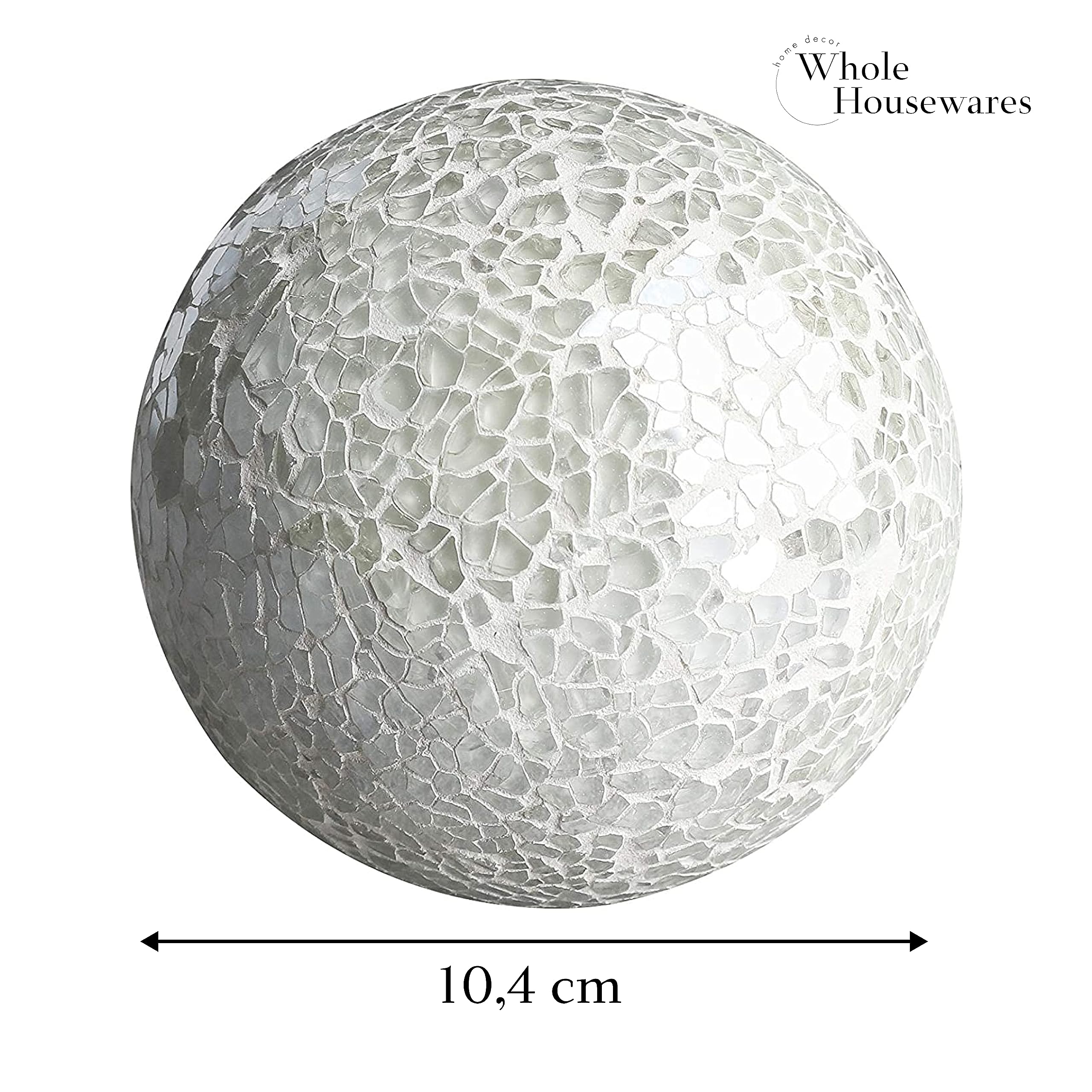 Set of 3 White Glass Mosaic Decorative Balls - 4