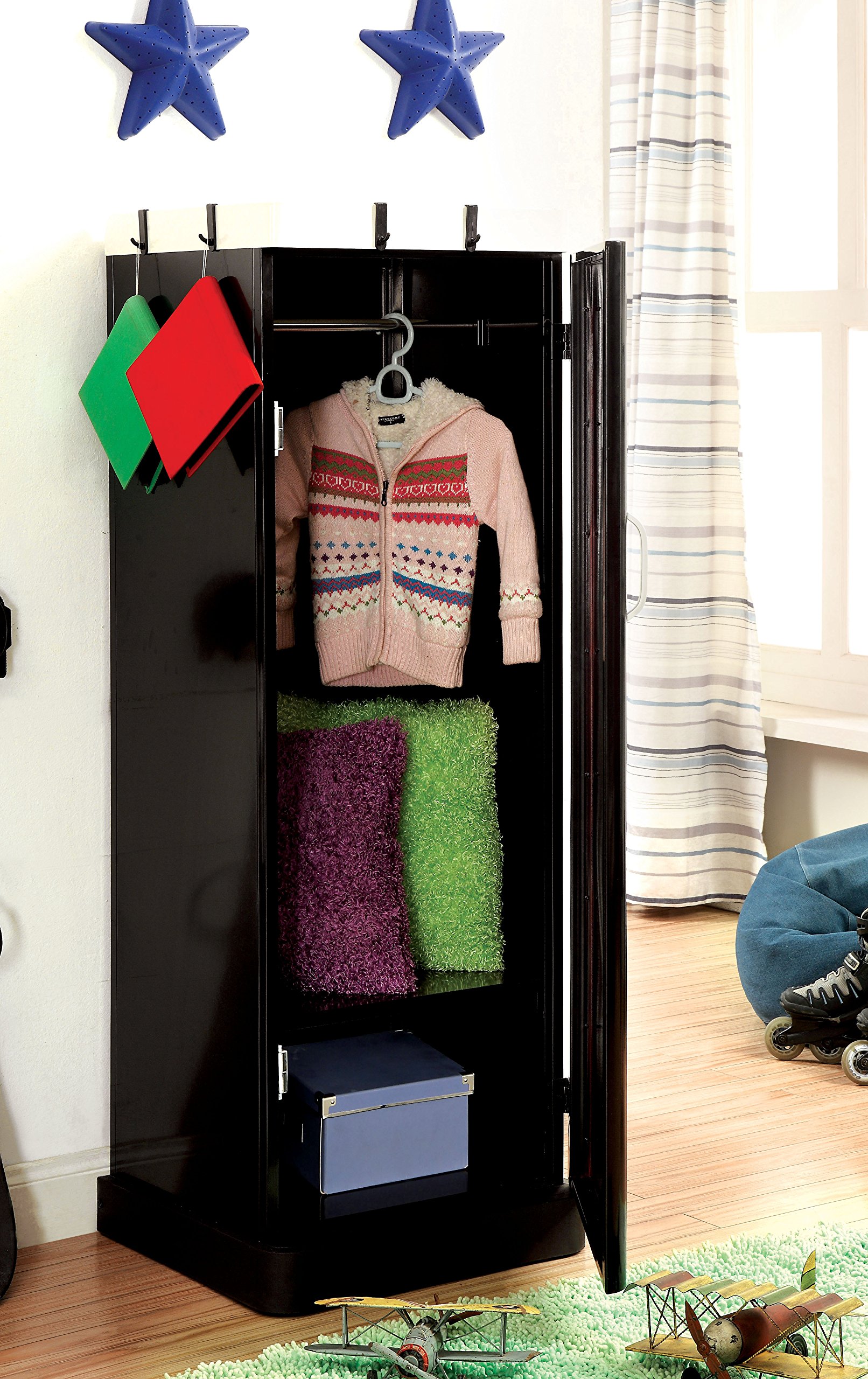 Furniture of America Out ioHOMES Mason Gas Metal Closet Organizer - Black Closet Storage for Bedroom, Closet & Laundry Room Organization