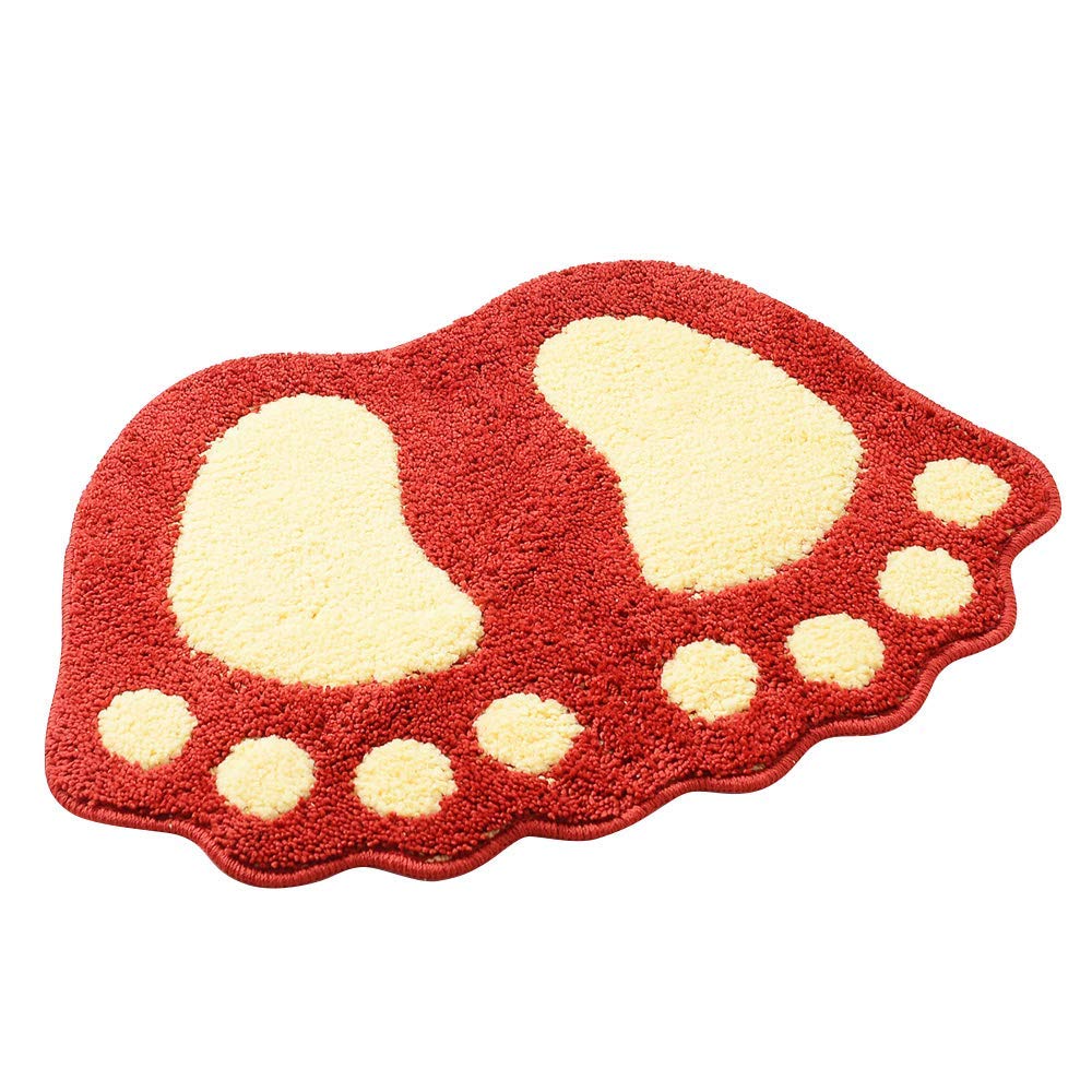 Non-Slip Shaggy Bath Mat - Super Soft Absorbent Shower Rug, Anti-Skid Bathroom Carpet & Cozy Living Room Doormat (Red) - Perfect for Bathroom, Shower, Vanity & Bedroom Floor Protection