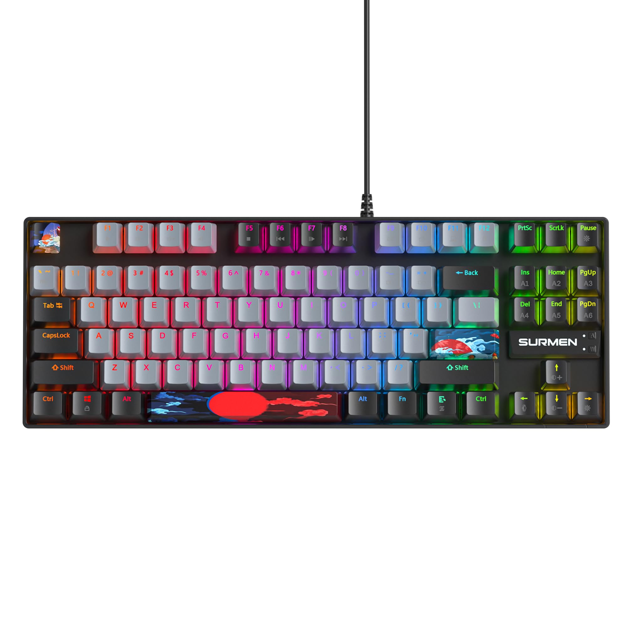 75% Mechanical Gaming Keyboard with Red Switch, RGB Backlit - Compact 87 Keys for PC & Console Gaming