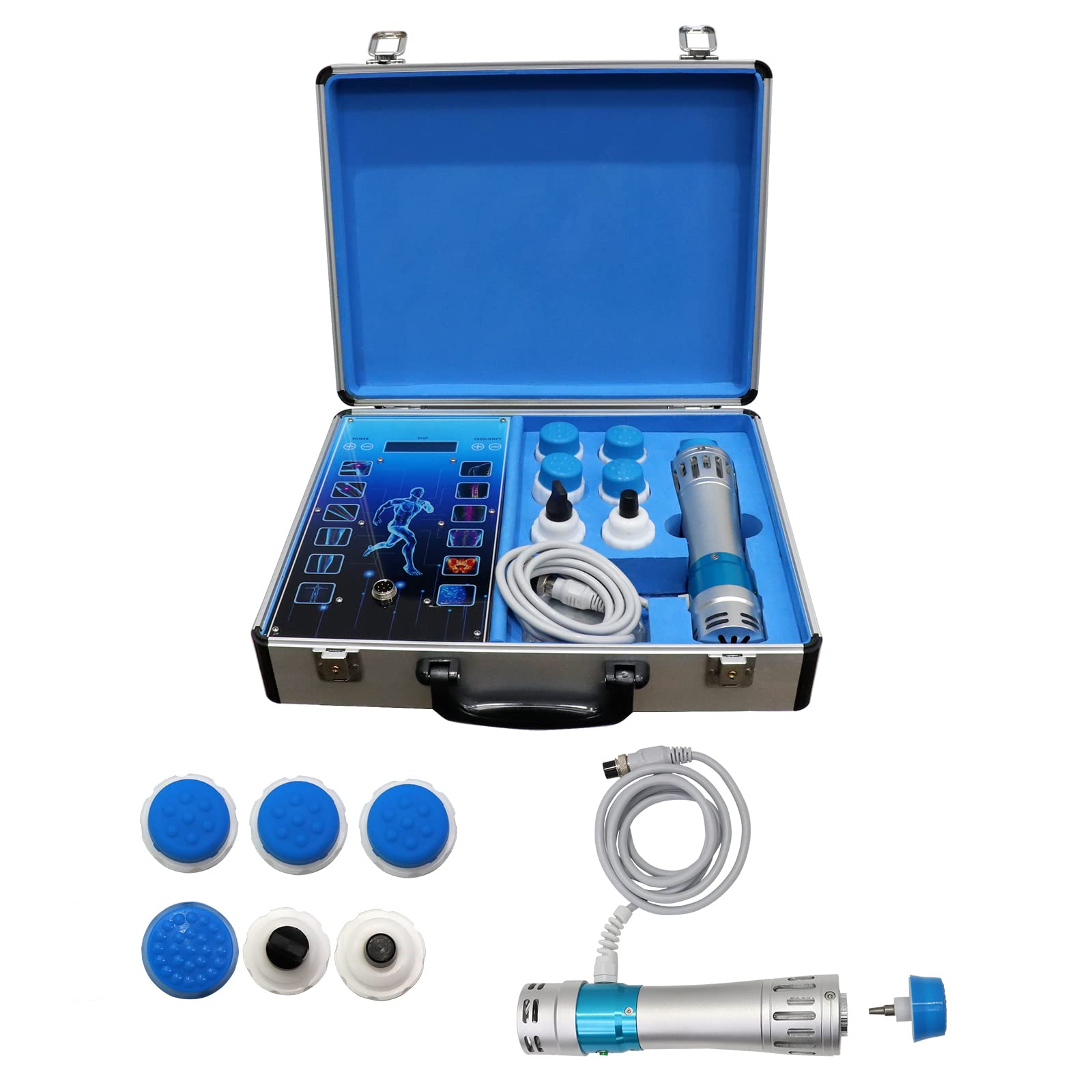 Shockwave Therapy Machine for Pain Relief - 7 Massage Heads for Deep Tissue Muscle Relaxation, Body Massager for Back, Neck, Shoulder & Leg Pain - Perfect for Home Use, Sports Recovery & Physical Therapy