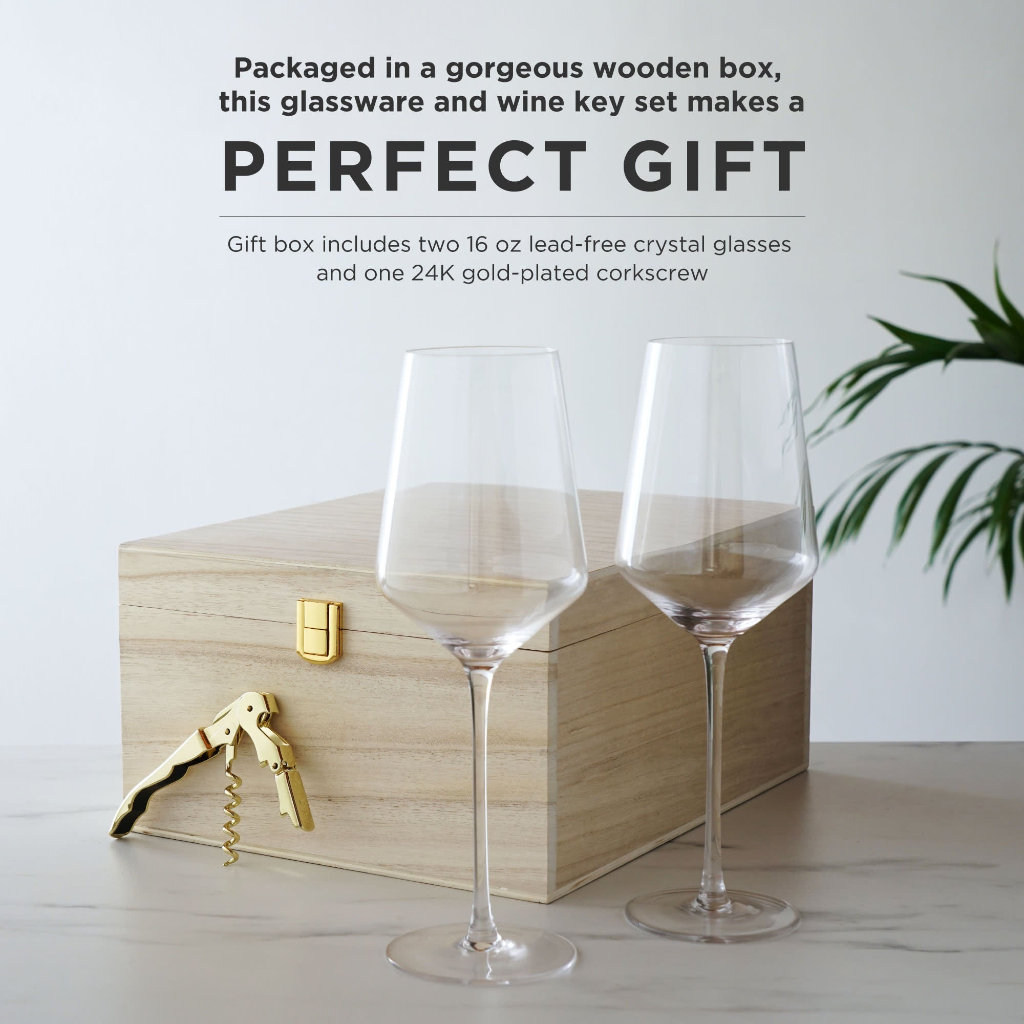 Premium Crystal Bordeaux Wine Glasses & Gold Plated Corkscrew Gift Set - Elegant Wine Accessories for Dinner Parties, Weddings & Romantic Gifts