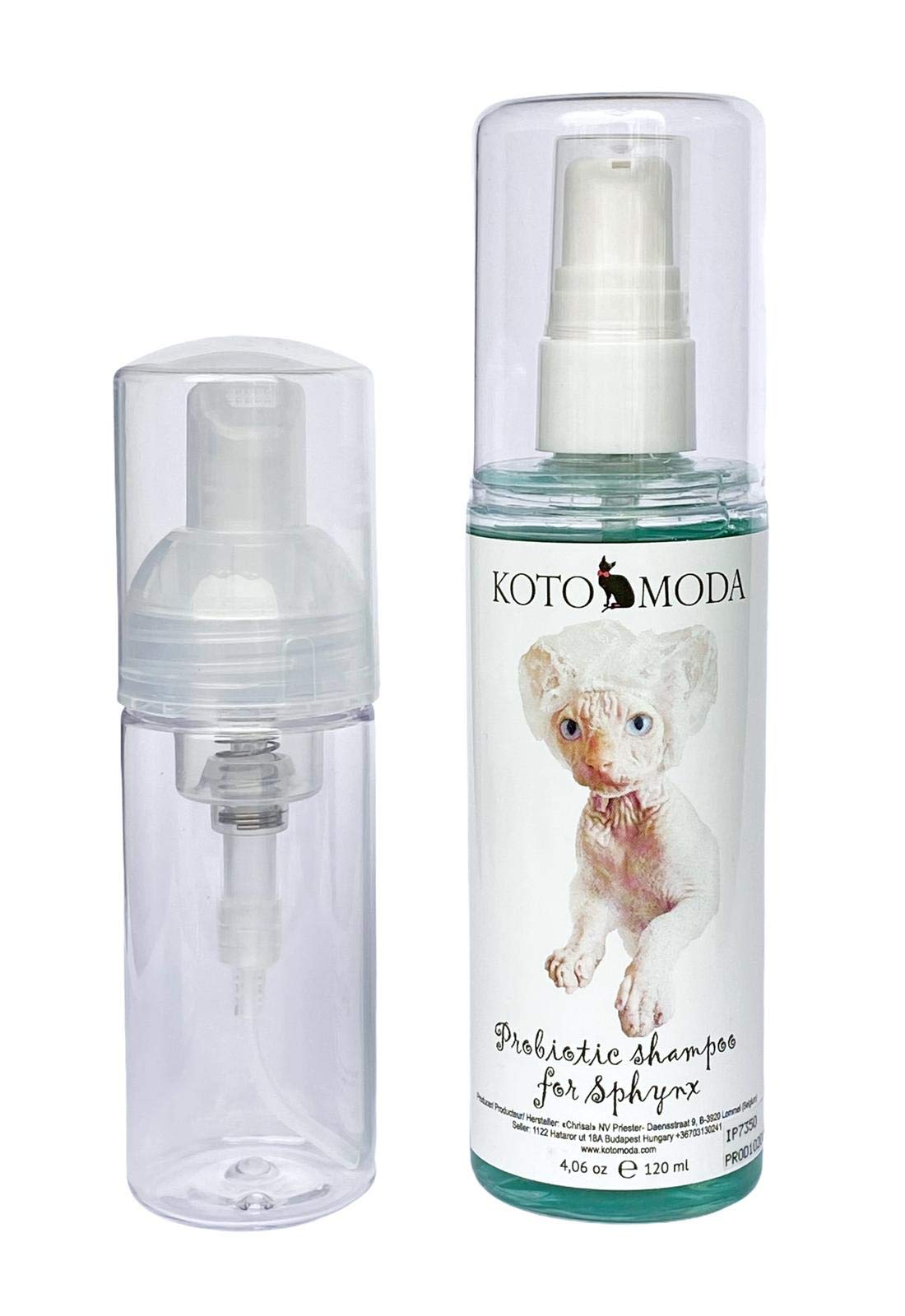 Gentle Sphynx Cat Shampoo for Hairless & Naked Cats - 120ml Hypoallergenic Formula with Foam Pump - Perfect for Sensitive Skin & Bath Time Care