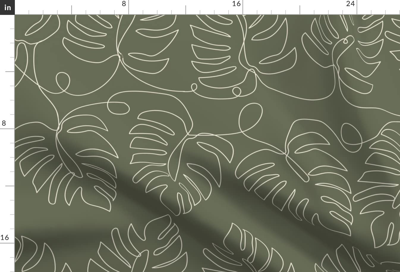 Monstera Leaves Olive Printed Minky Fabric Fat Quarter - Soft Plush Fabric for Sewing Baby Blankets, Quilt Backing & DIY Plush Toys - Premium Spoonflower Fabric for Nursery Decor & Craft Projects
