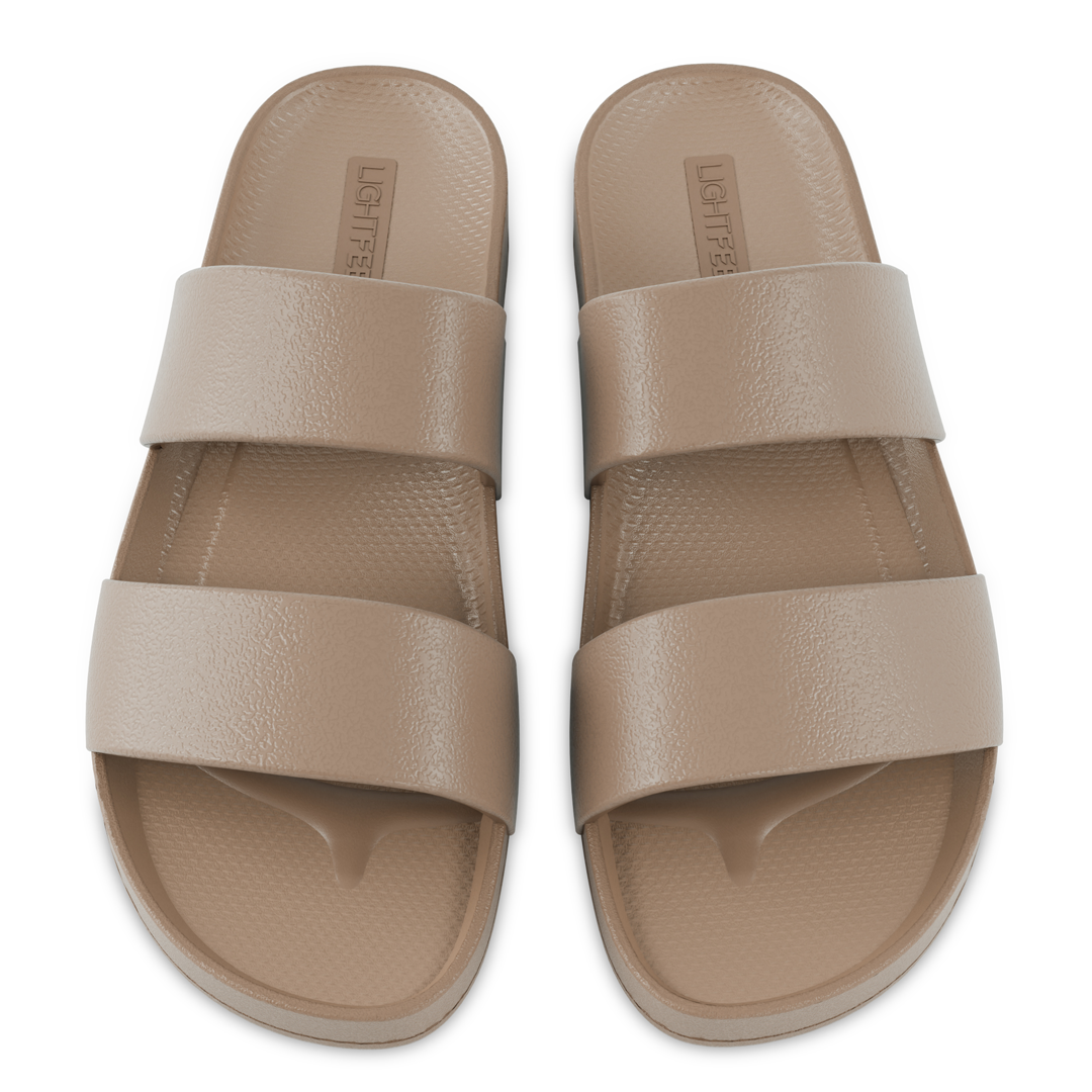 Lightfeet Double Strap Slides for Women - Comfortable Summer Sandals with Arch Support | Perfect for Beach, Pool, and Casual Outfits