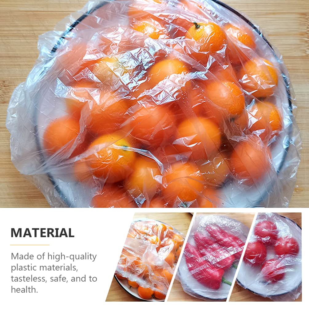 Hemoton 300PCS Elastic Food Covers - Reusable Stretch Plastic Wrap for Bowls, Leftovers & Food Storage | Airtight Seal for Refrigerator, Meal Prep & Kitchen Organization | Perfect for Preserving Freshness & Reducing Waste