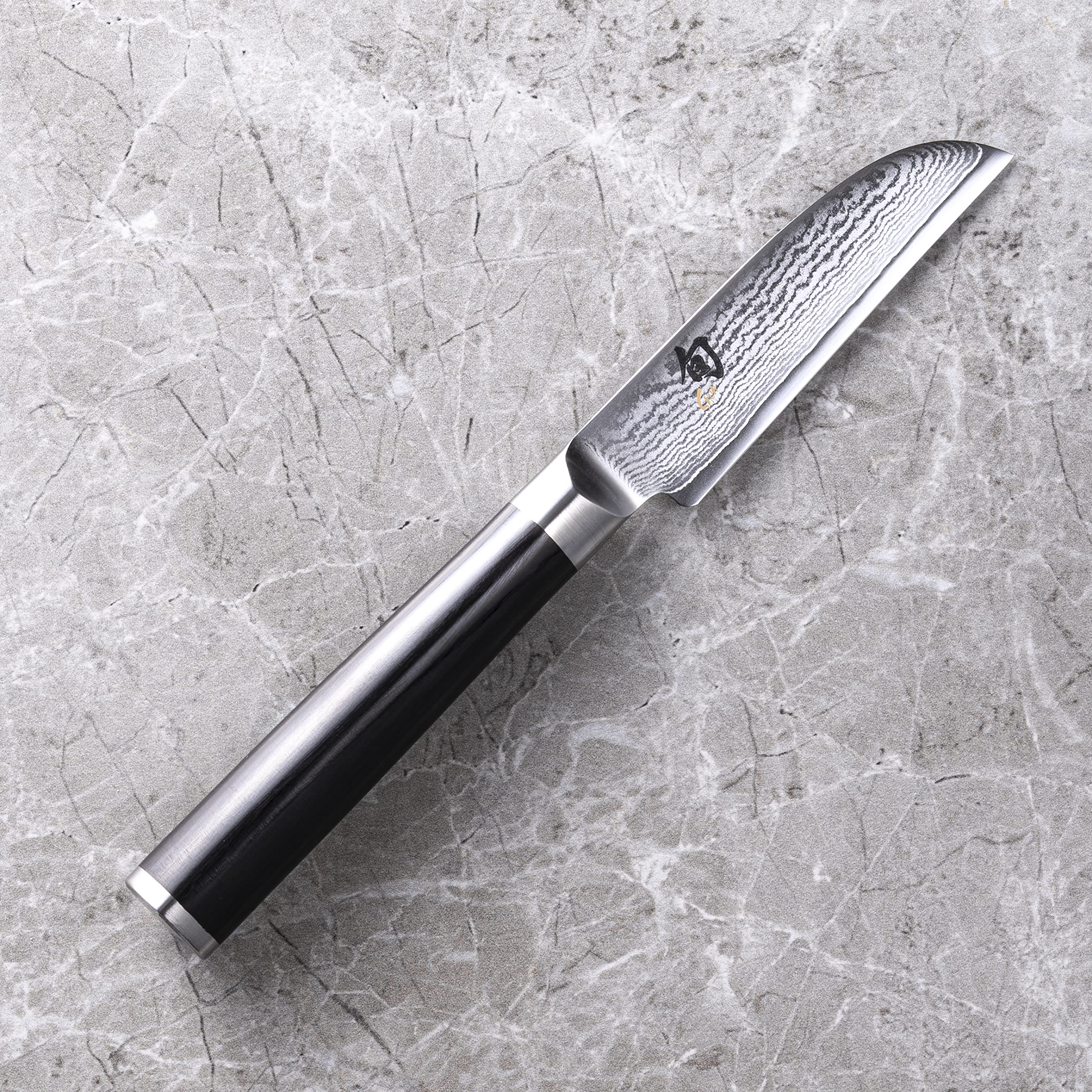 Shun Classic 3.5 Inch Straight Vegetable Knife - Japanese VG-MAX Steel Blade, Handcrafted Kitchen Knife for Precise Chopping & Slicing - Perfect for Chefs, Home Cooks & Vegetable Preparation