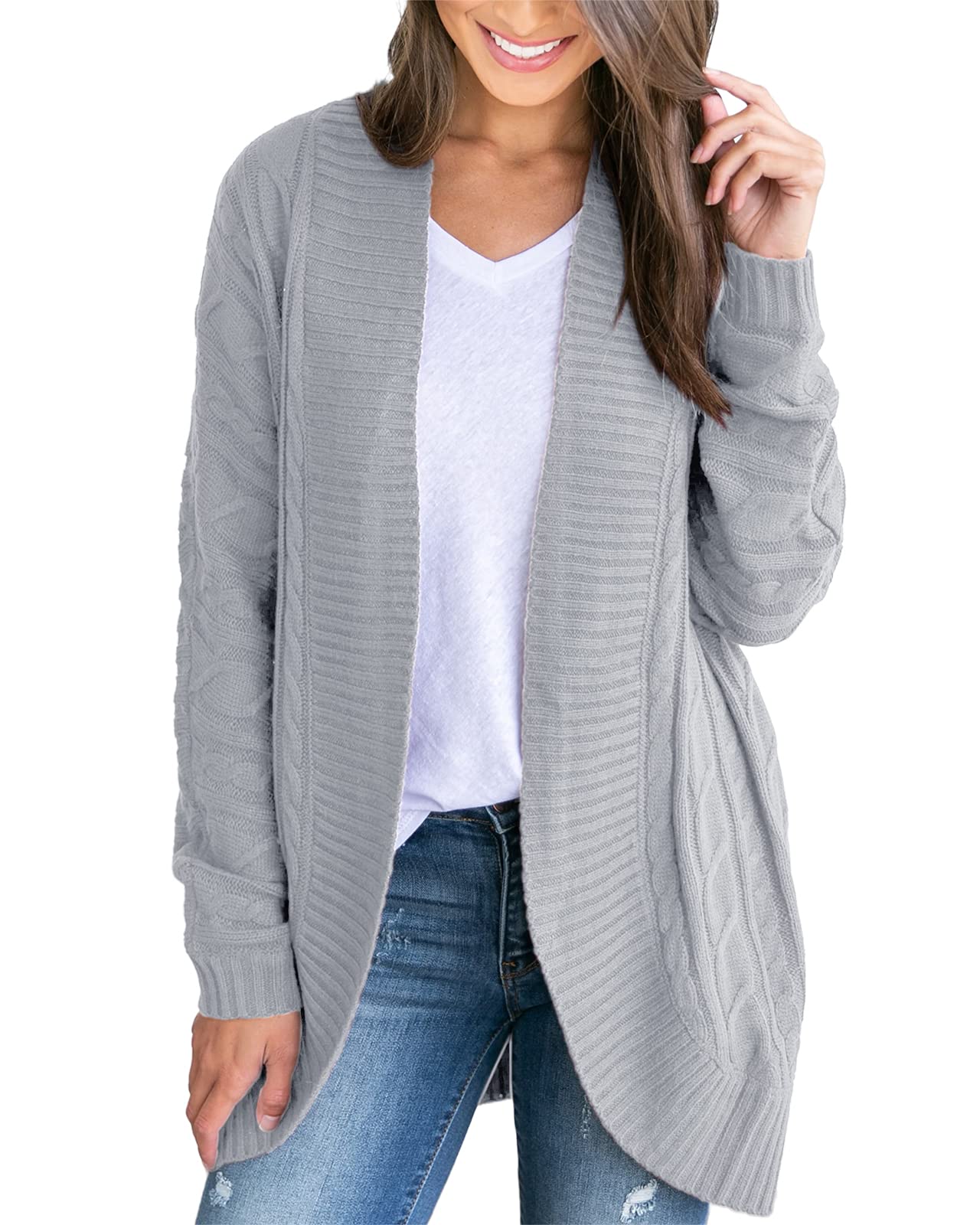 Saodimallsu Women's Loose Open Front Cardigan - Long Sleeve Lightweight Knit Sweater Coat with Pockets | Casual Comfort for Work, Travel & Home