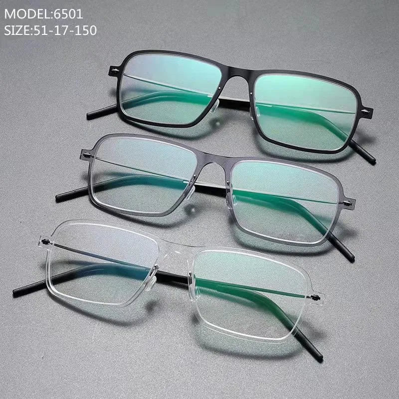 Aimee Unisex Full Rim Square Screwless Titanium Eyeglasses 66501 - Lightweight Durable Frame for Men & Women - Perfect for Reading, Work, and Everyday Use