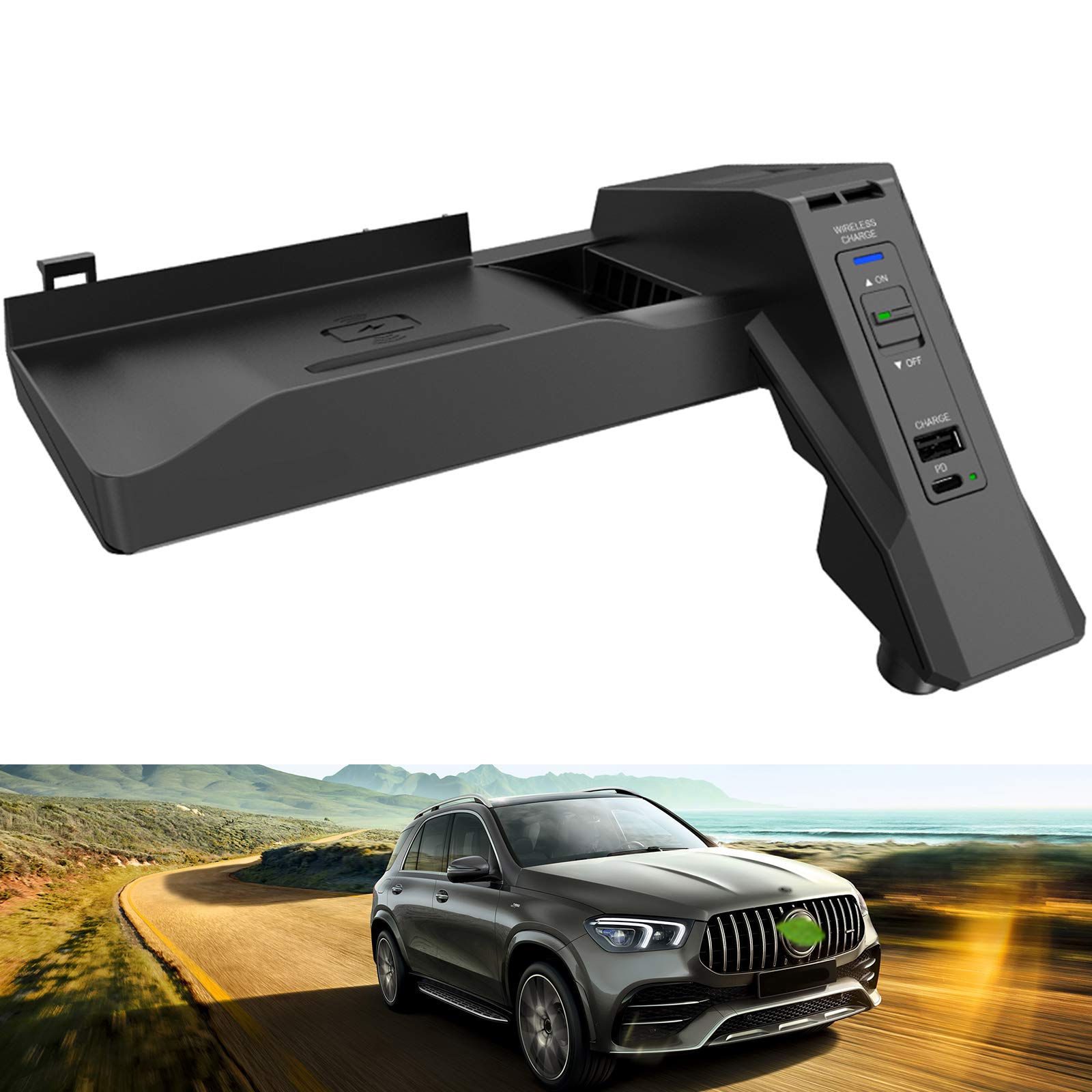 15W Fast Wireless Car Charger for Mercedes-Benz GLE/GLS/GL/ML (2012-2019) - Compatible with iPhone 12/11/Pro/Max/Mini, Galaxy S20/S10, Huawei & Xiaomi Phones - Perfect for Road Trips & Daily Commuting