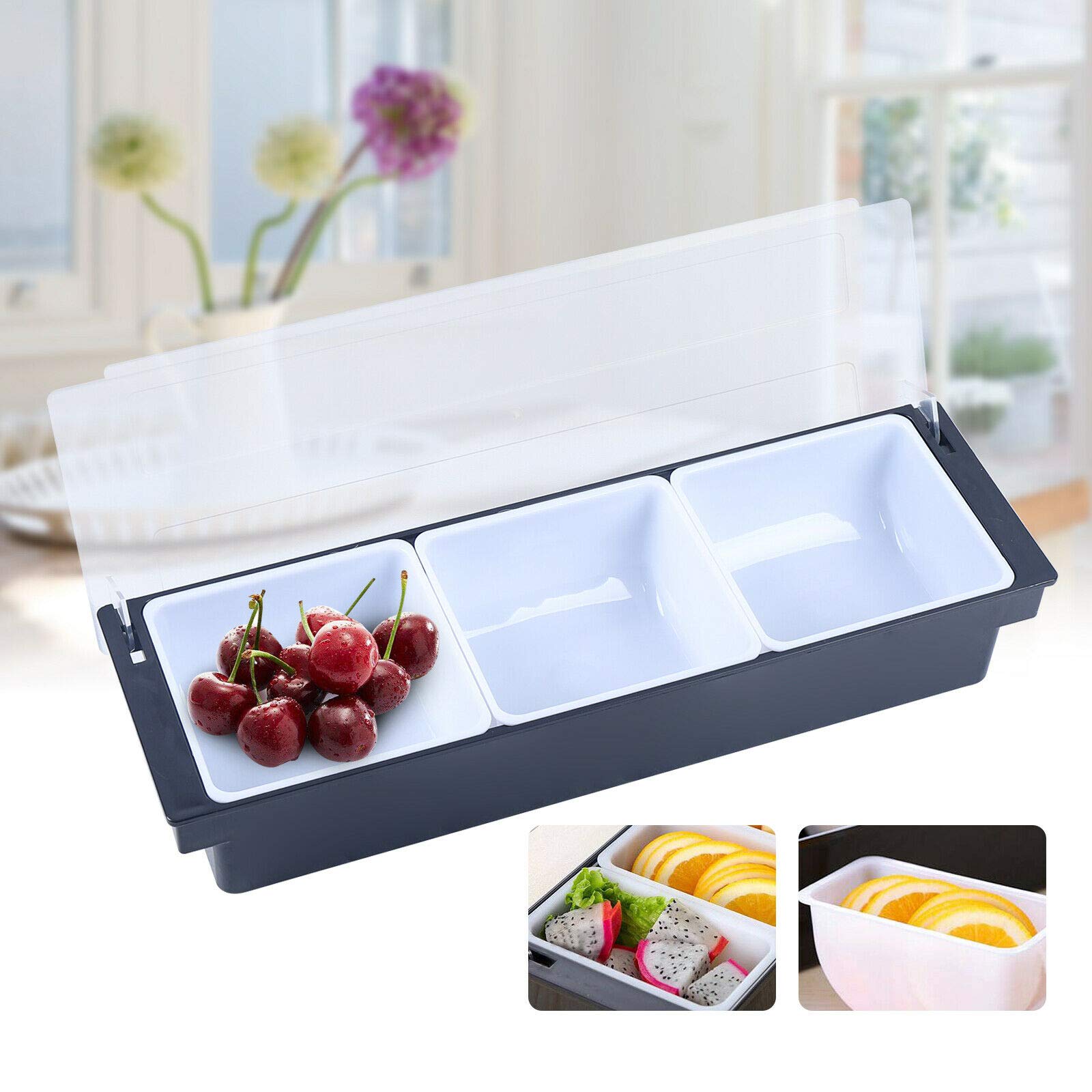 LOYALHEARTDY 2-Pack Clear Food Storage Containers Set with 3 Detachable Small Containers & Lids - Refrigerator Organizer Bins for Fruits, Vegetables, Meal Prep - Reusable, Stackable with Ice Storage Layer - Perfect for Kitchen, Pantry & Fridge Organization