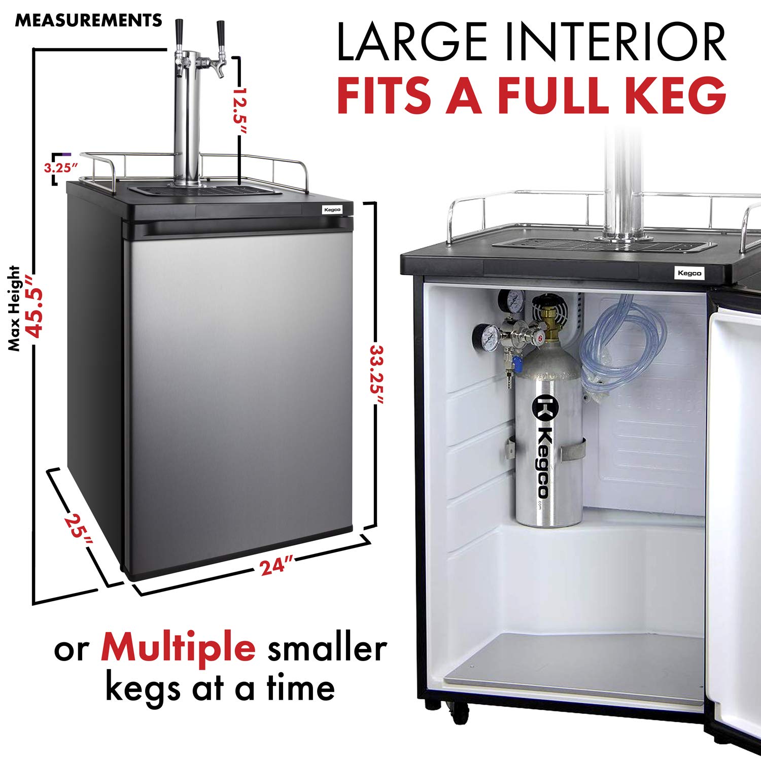 Kegco K209SS-2 Stainless Steel Keg Dispenser - Commercial & Home Beer Tap System for Parties, Bars, and Restaurants
