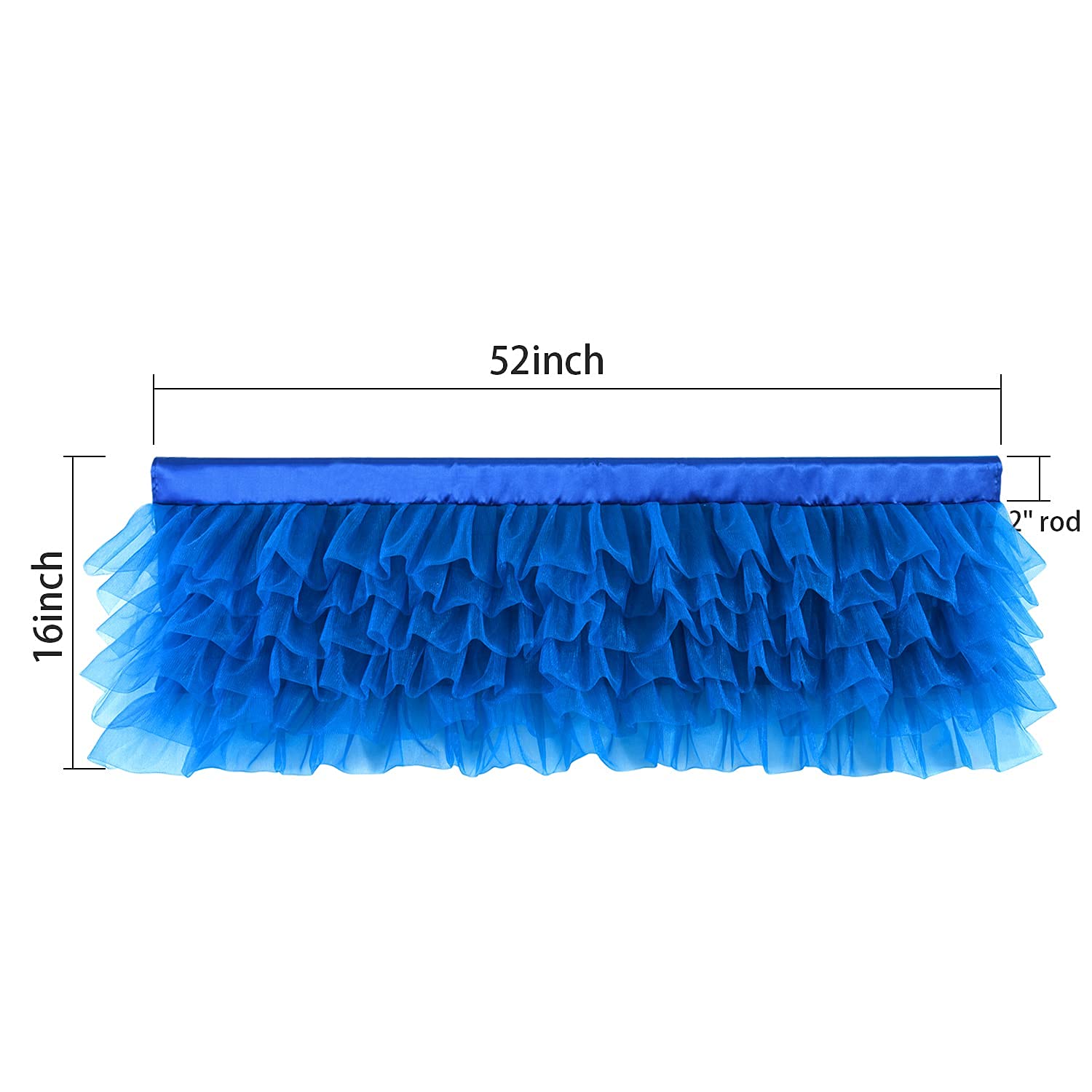Besutolife Blue Tulle Valance Curtain - Ruffled Window Valance for Baby Boy Nursery, Home Decor, Birthday Party & Special Events - Elegant Window Treatment for Nursery Room & Bedroom Decorations